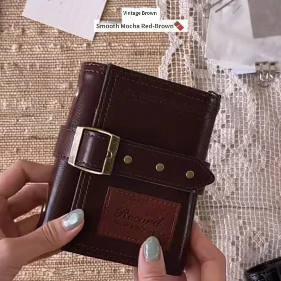 Vintage M5 Tri-Fold Leather Journal with Wild Vine Print, Premium Binder Ring
