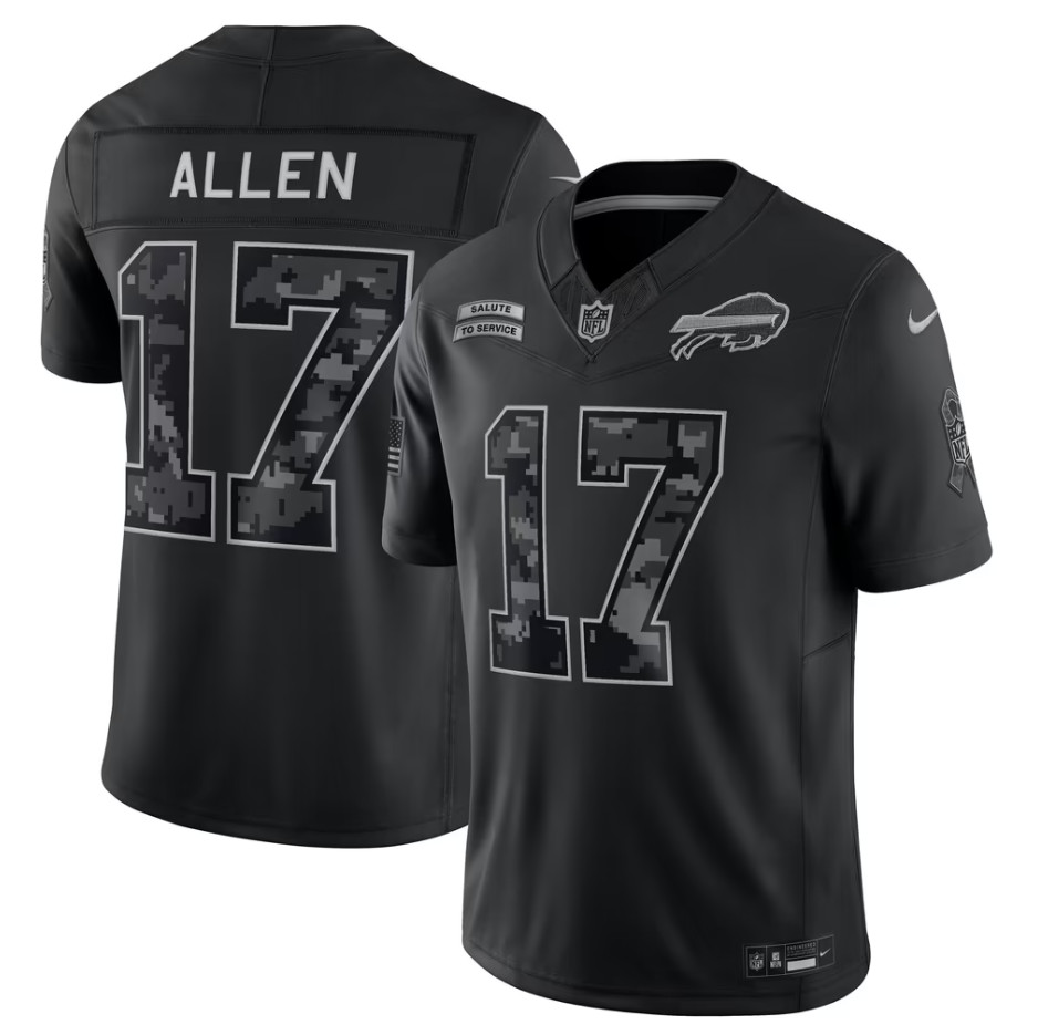 HOT Josh Allen #17 Black Bills 2026 Salute to Service Jersey (Check Deli Time)