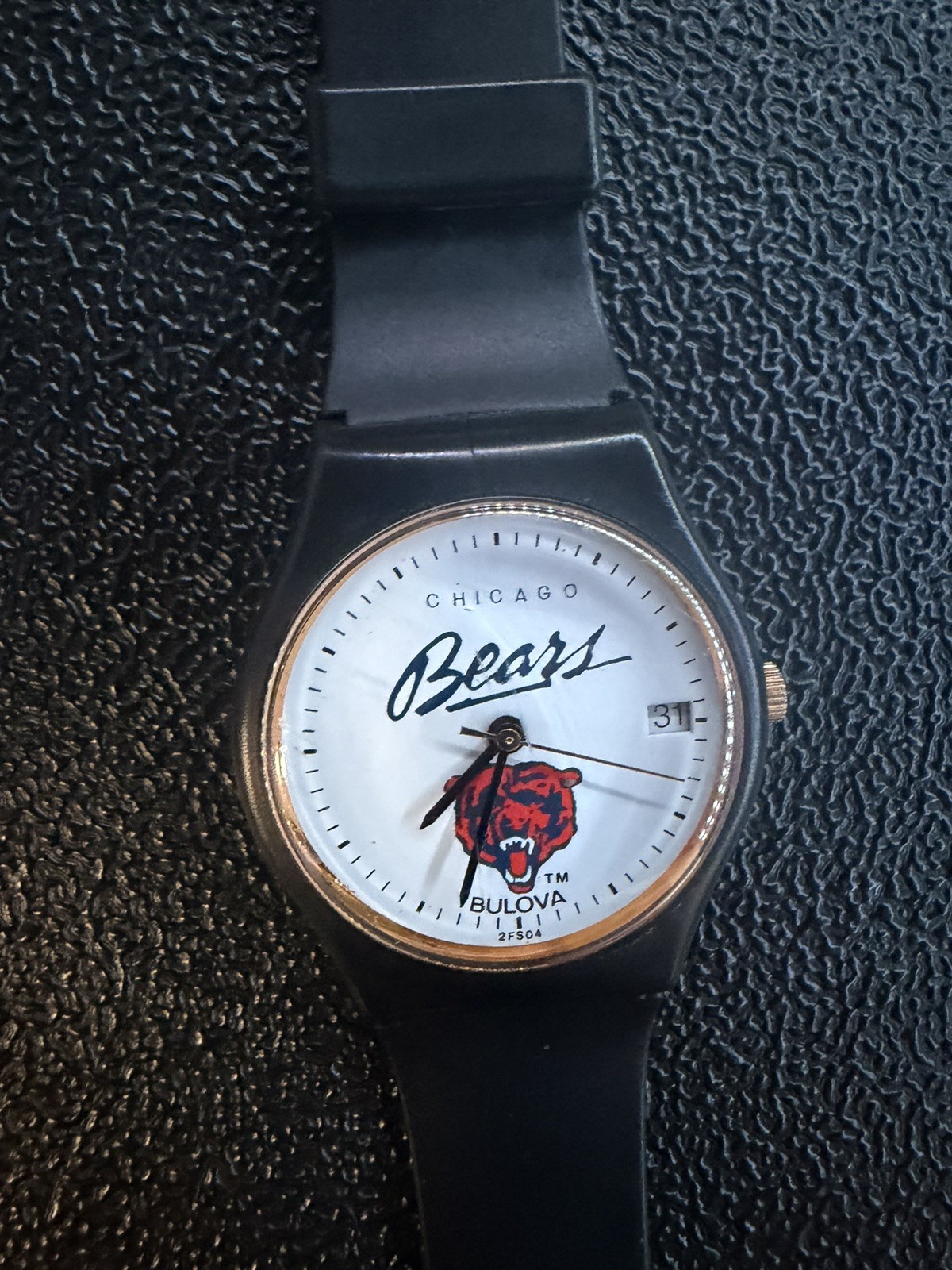 Chicago Bears NFL, Bulova Date Sports Lady Unworn Vintage Watch, Black Band $89 Chicago Bears NFL, Bulova Date Sports Lady Unworn Vintage Watch, Black Band $89