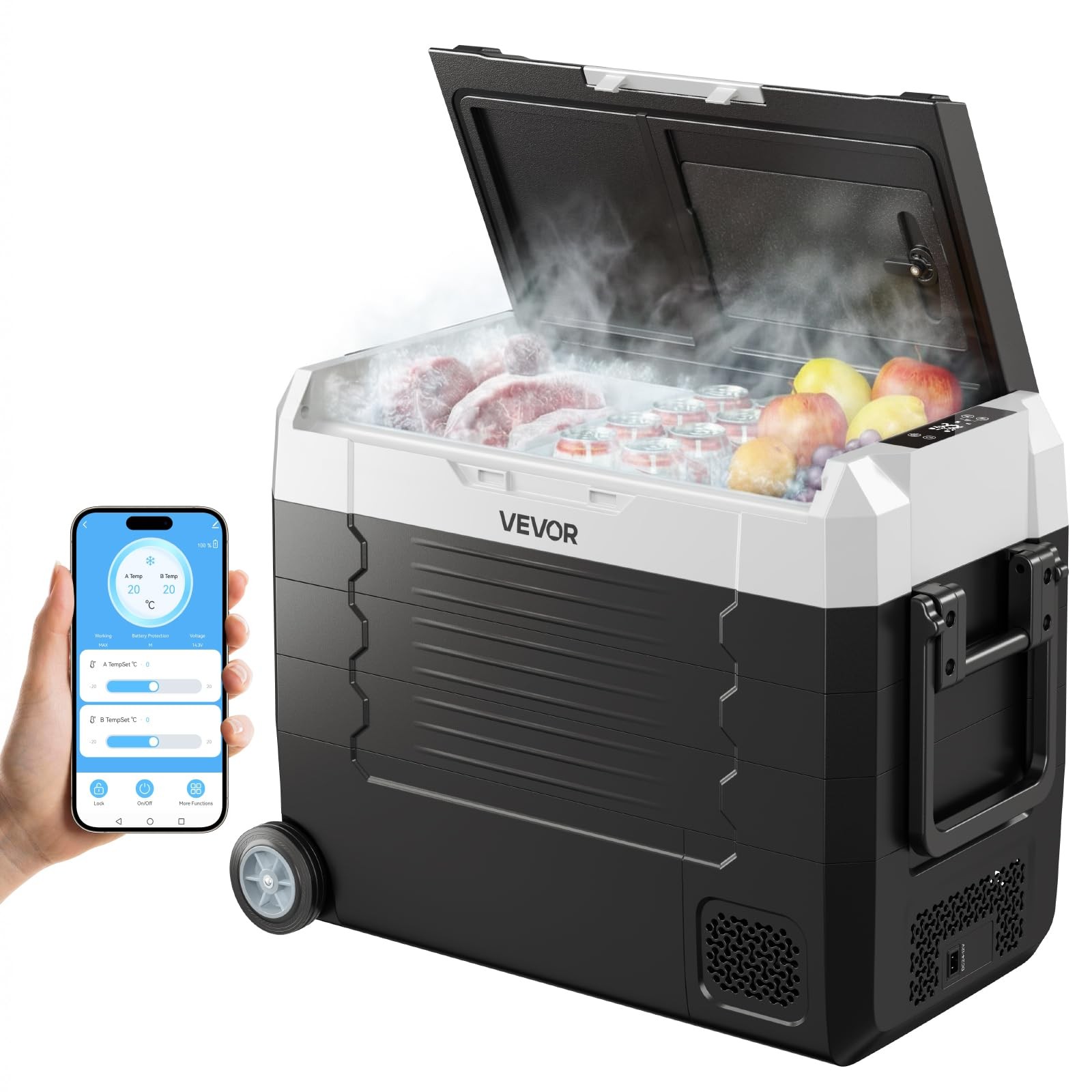 Car Cooler VEVOR 48QT Dual Zone App Wheels Car Cooler VEVOR 48QT Dual Zone App Wheels