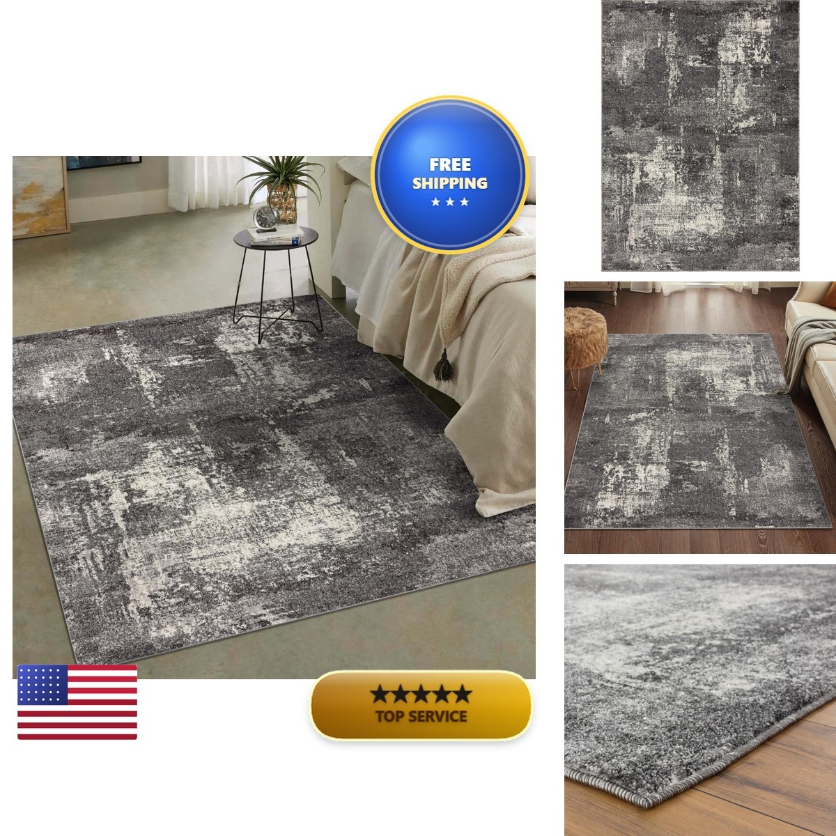 LUXE WEAVERS Modern Abstract Gray 5x7 Area Rug LUXE WEAVERS Modern Abstract Gray 5x7 Area Rug