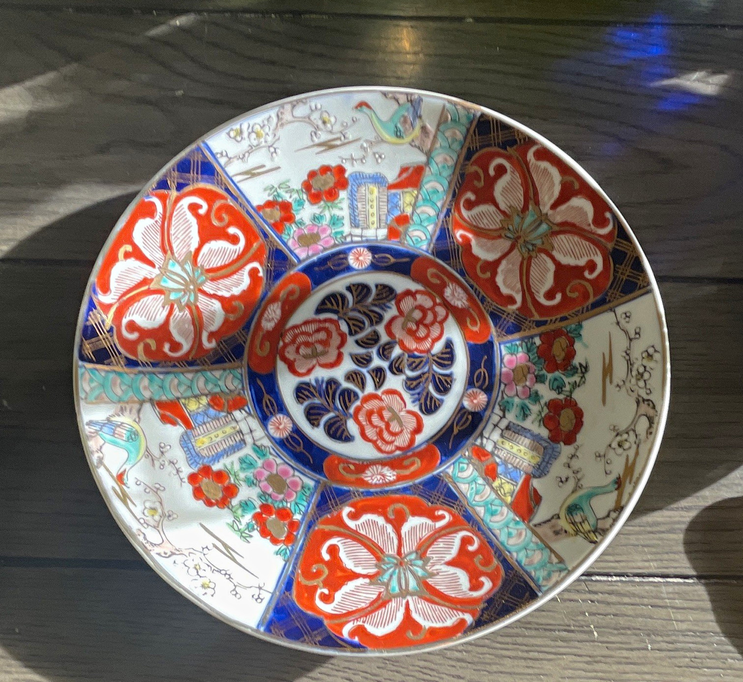 Vintage Japanese Imari Arita Ware Porcelain Plate 9.75” Hand Painted