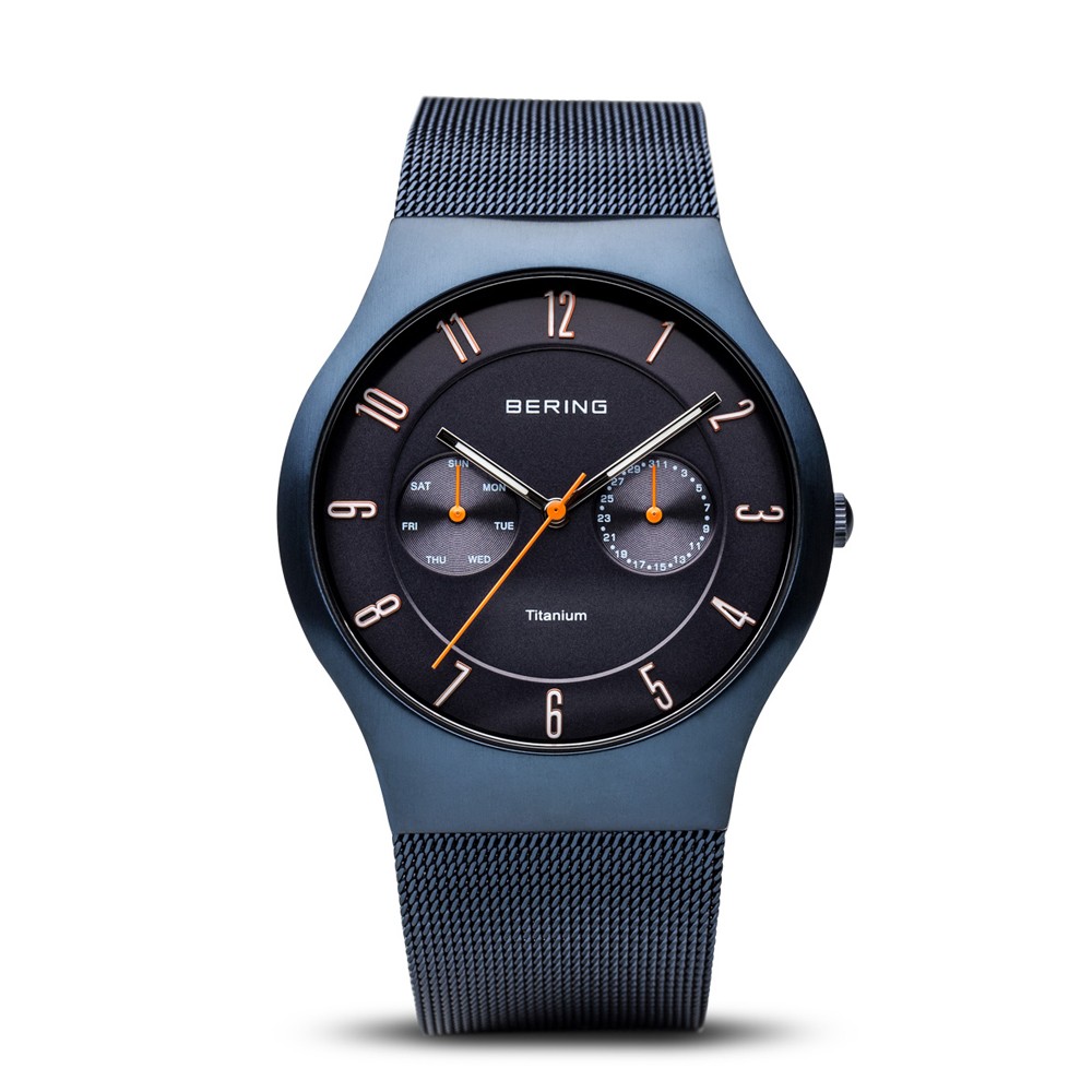 Bering Time Titanium Brushed Blue Case with Blue Strap Men\'s Watch. 11939-393
