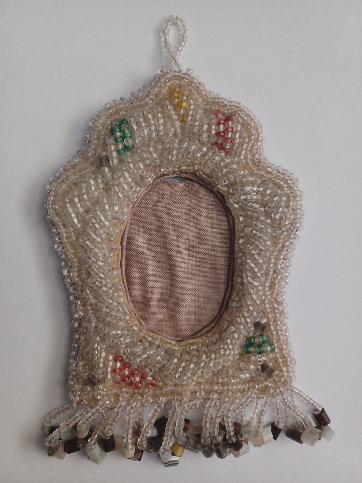 Native American Beadwork Whimsy Picture Frame Iroquois Beaded Antique