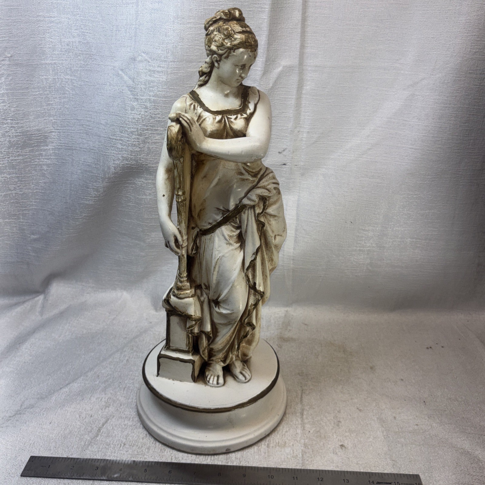 ESCO Classical Figurine Chalkware Goddess Musician Antique Finish 17\