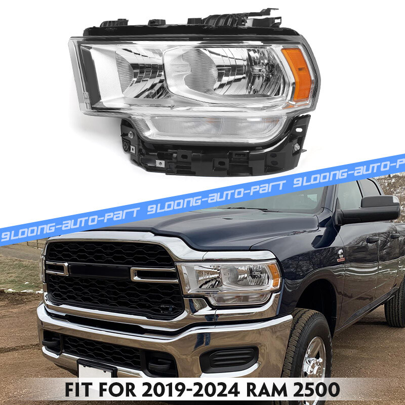 Halogen Headlight Assembly For 2019-2024 Ram 2500 3500 Chrome Headlamp Driver LH Halogen Headlight Assembly For 2019-2024 Ram 2500 3500 Chrome Headlamp Driver LH