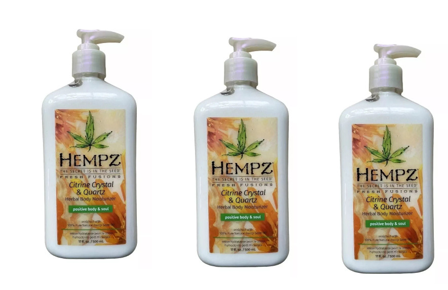 LOT OF 3 PACK Hempz Citrine Crystal & Quartz Body Moisturizer 17 oz 