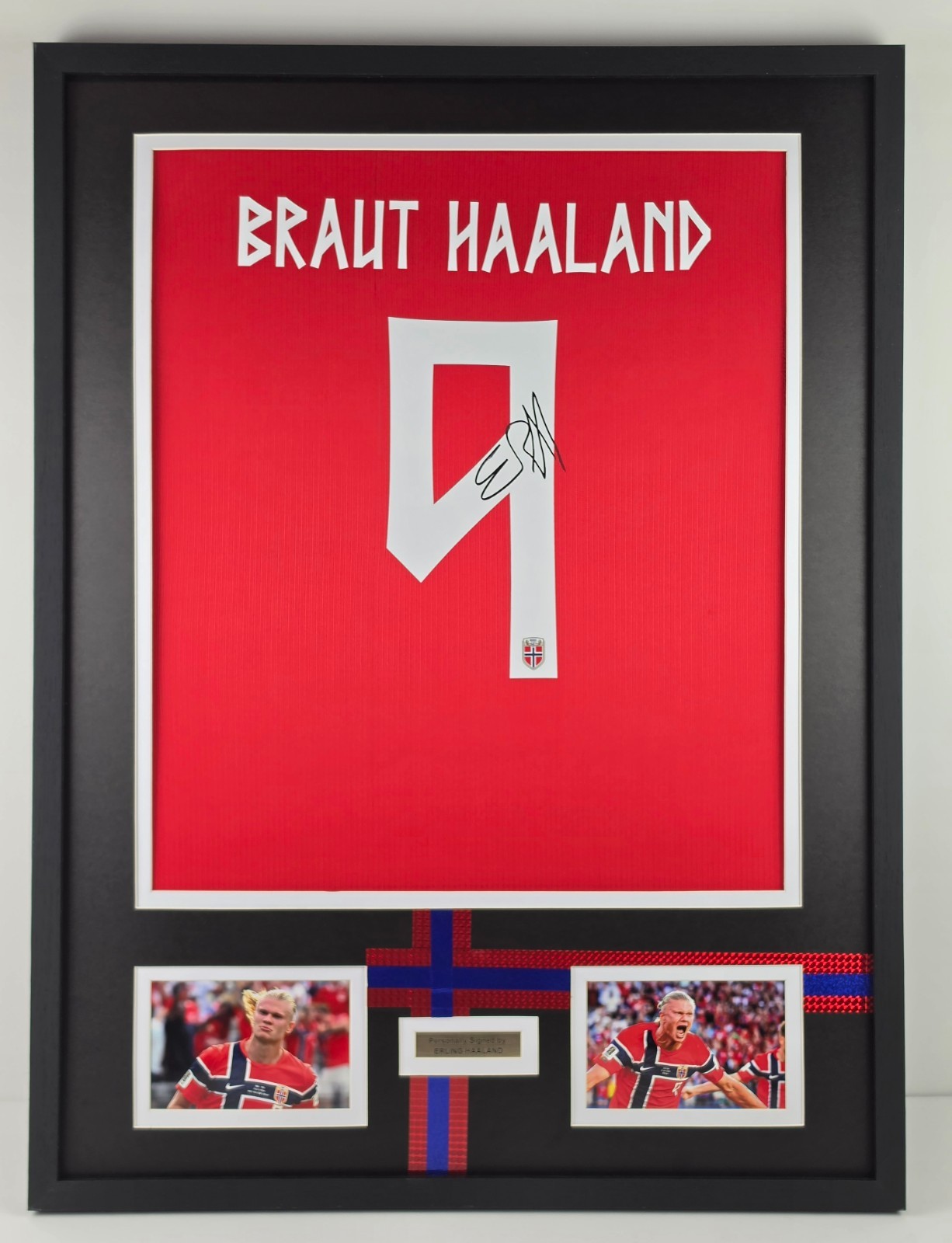 Erling Haaland Norway National framed shirt hand signed with coa   