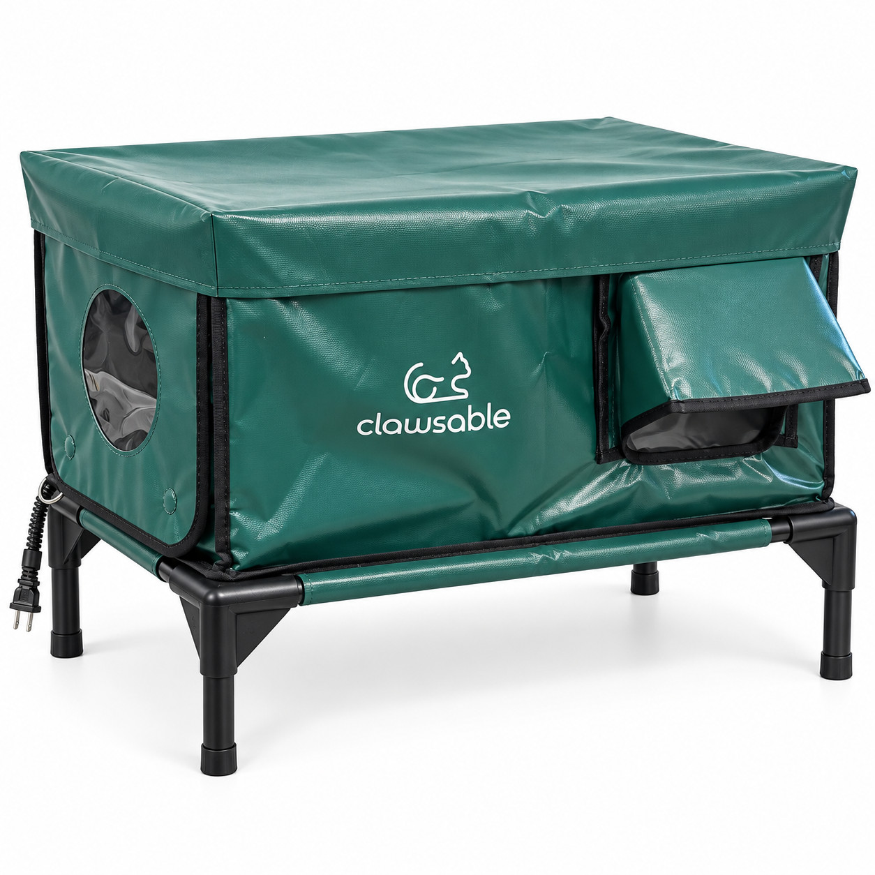 Outdoor Heated Cat House w/ Heating Pad Elevated Weather Resistant Shelter 25.6