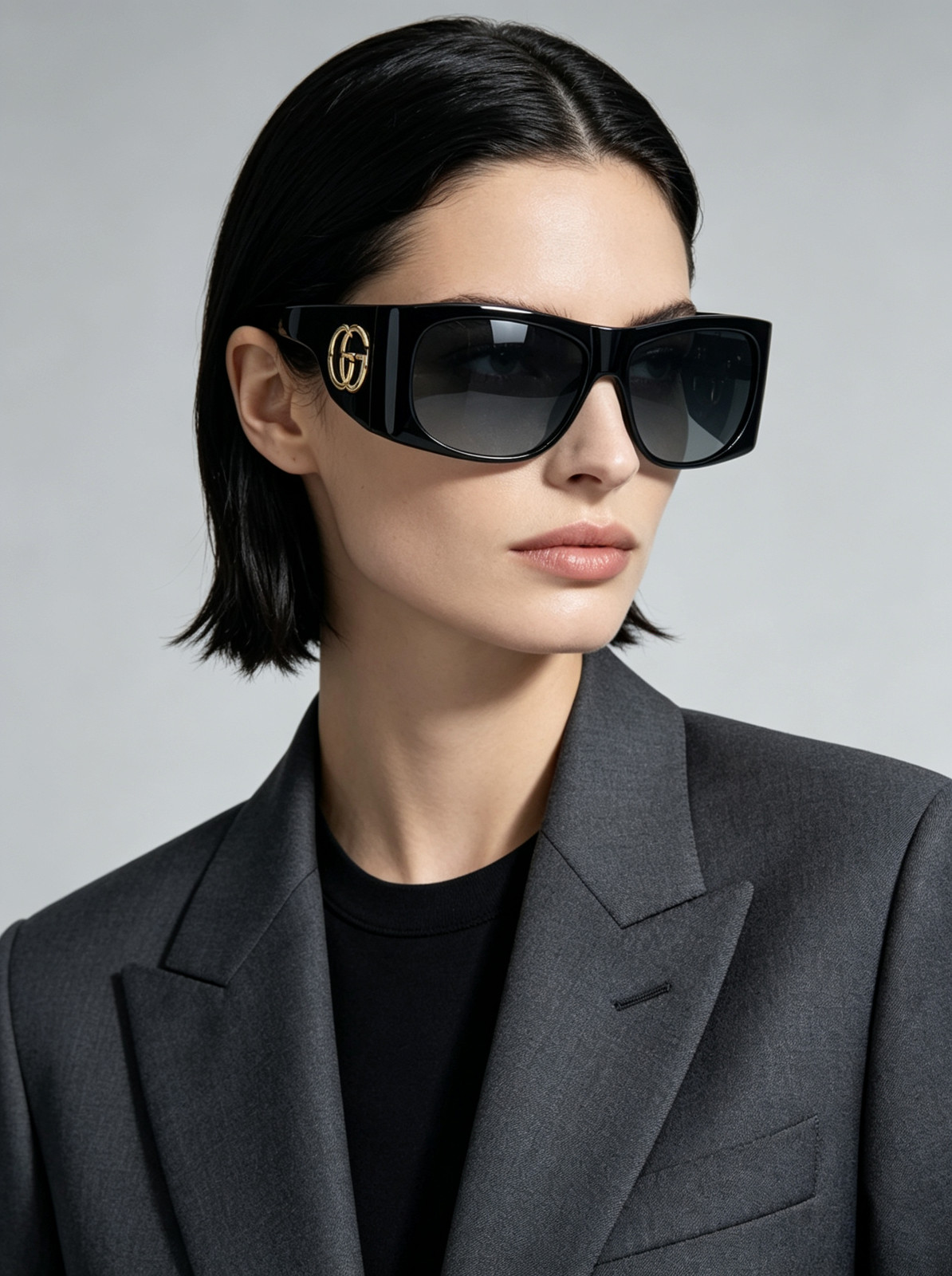 Gucci GG2170S Black Shades Gold GG Grey Gradient 66-14-125 Gucci GG2170S Black Shades Gold GG Grey Gradient 66-14-125