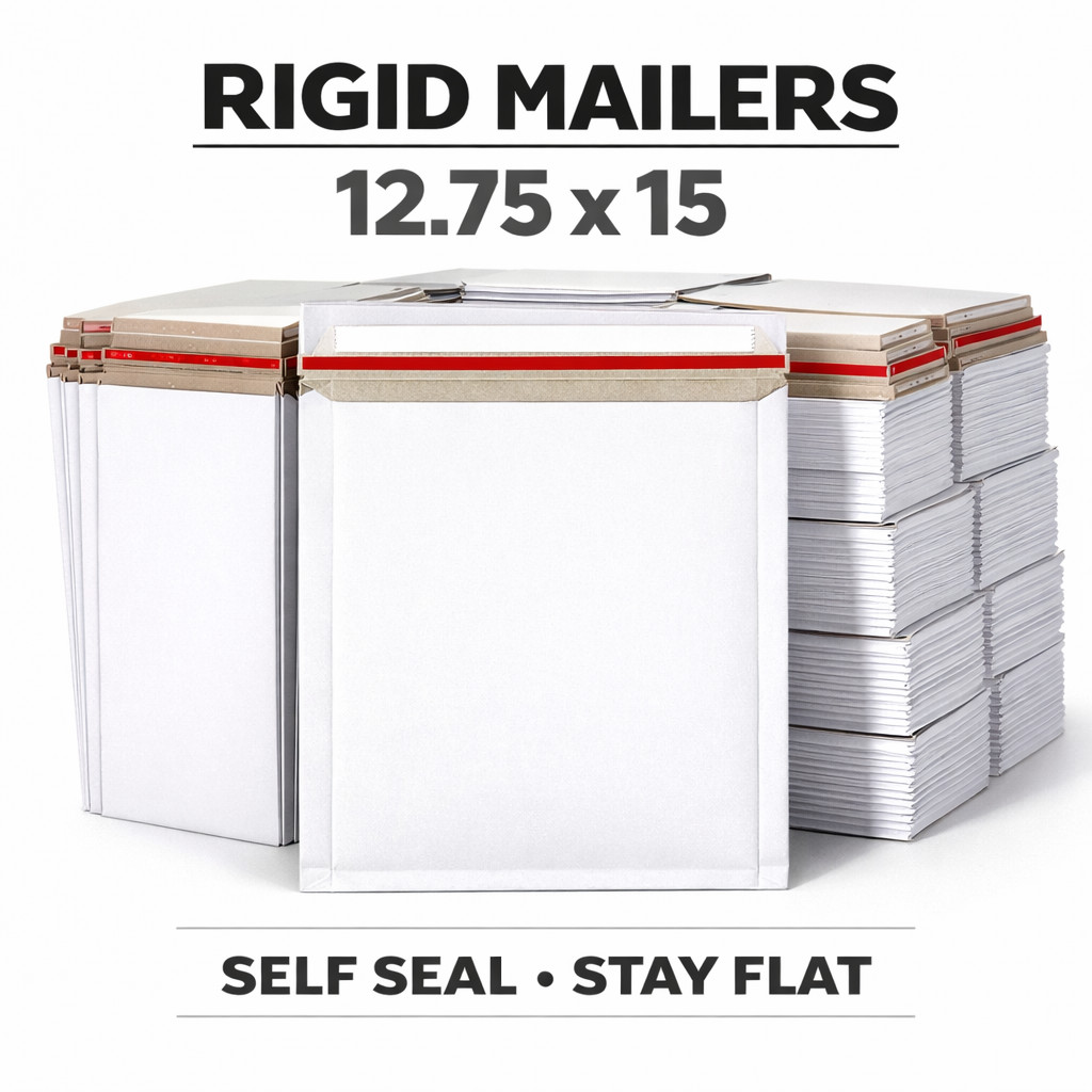 12.75x15 Rigid Stay Flat Mailers Self Seal Cardboard Envelopes 25-1000 Pcs
