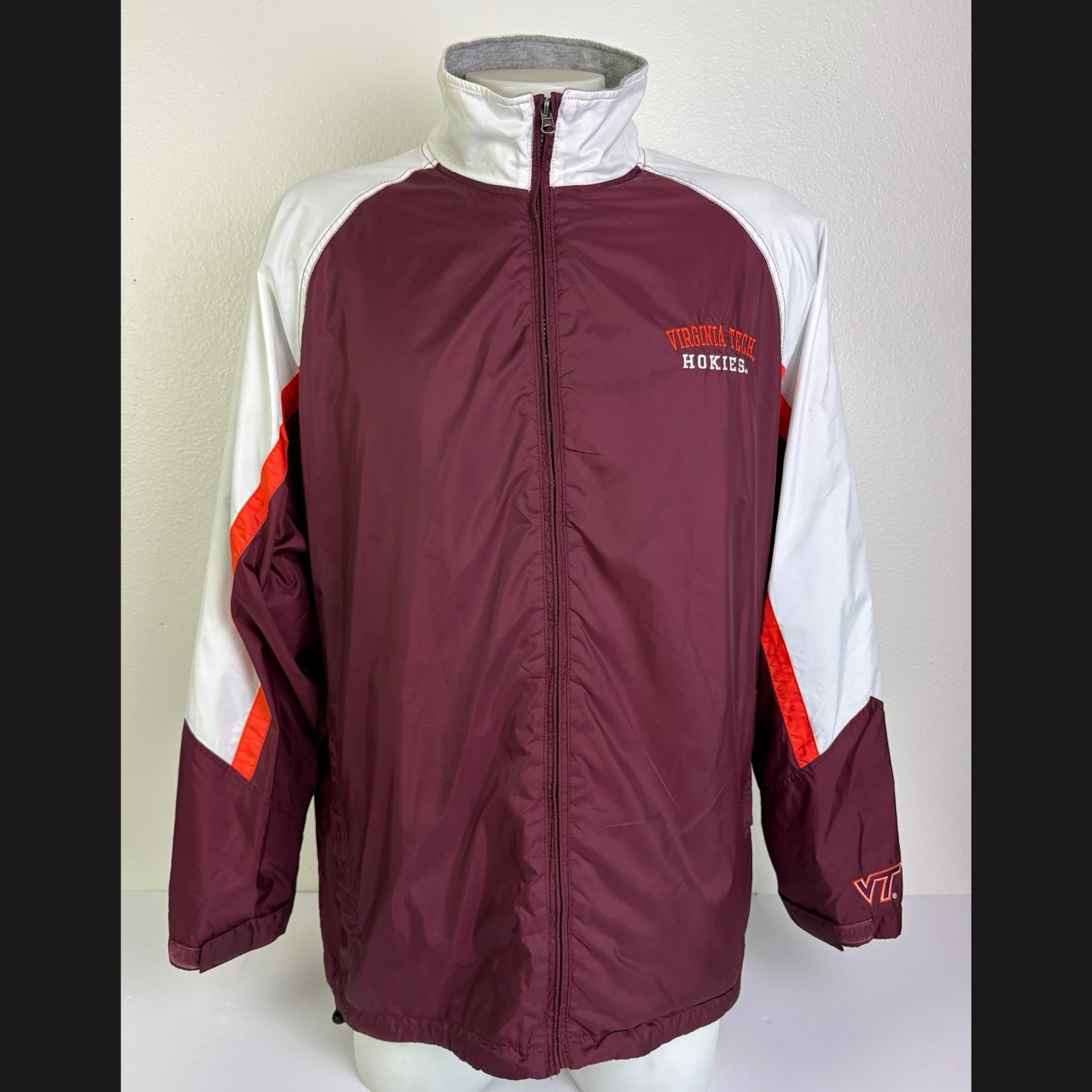 Vintage Virginia Tech Hokies Red Oak Jacket Men\'s L VT Windbreaker 90s Y2K