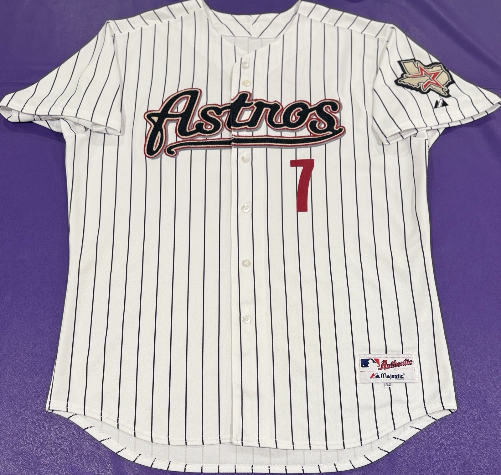 Authentic CRAIG BIGGIO HOUSTON ASTROS #7 On Field Pro Cut MAJESTIC Jersey 52