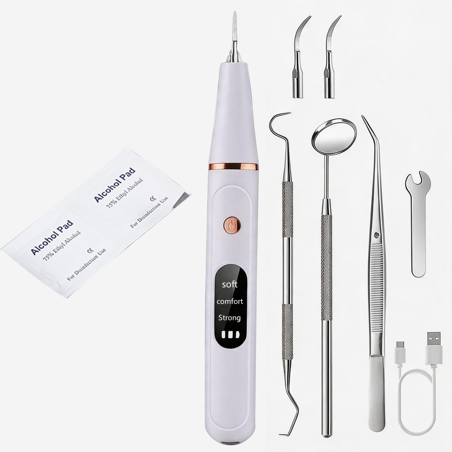 Ultrasonic Electric Tooth Cleaner Tartar Plaque Remover Dental Scaler Tool Kit