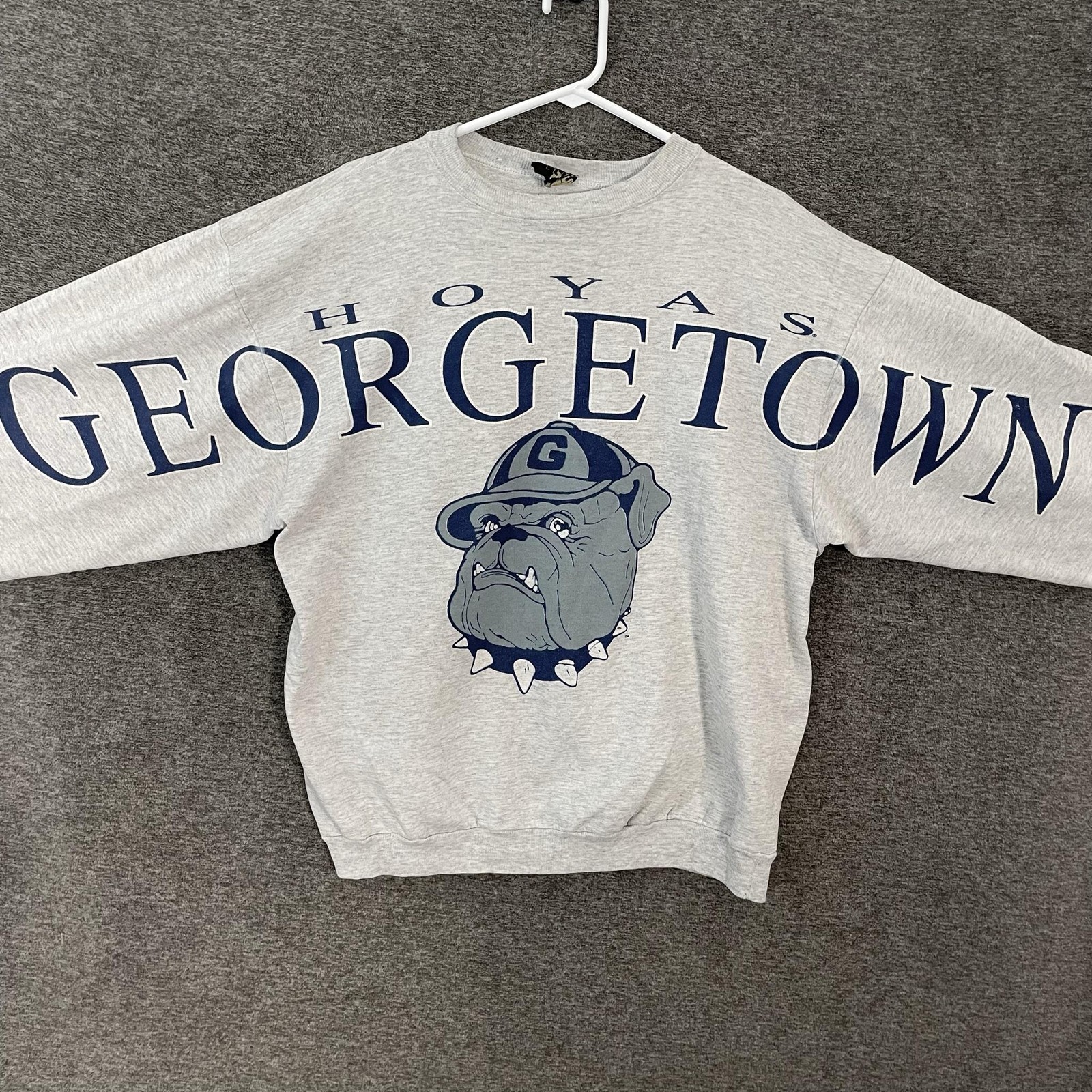 VTG Georgetown Hoyas Sweatshirt Mens XL Gray NCAA Basketball Bulldog Graphic