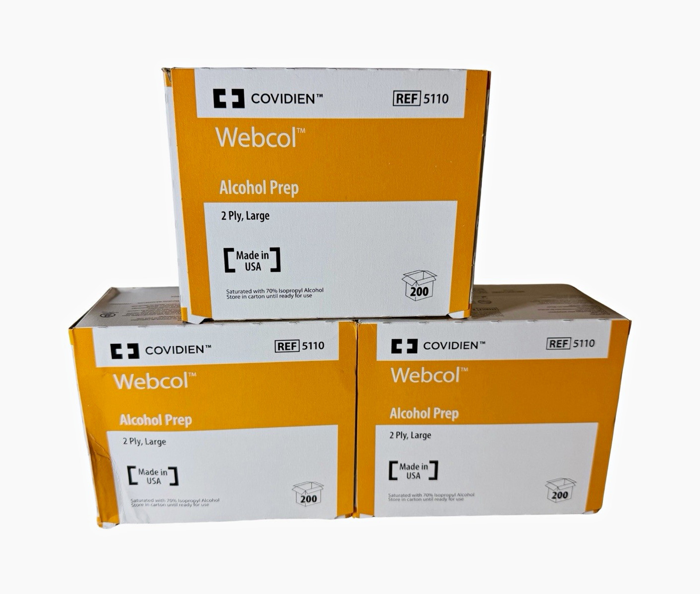  Webcol Alcohol Prep Pads 600 Count 3 Boxes 5110 Large 2-Ply Sterile