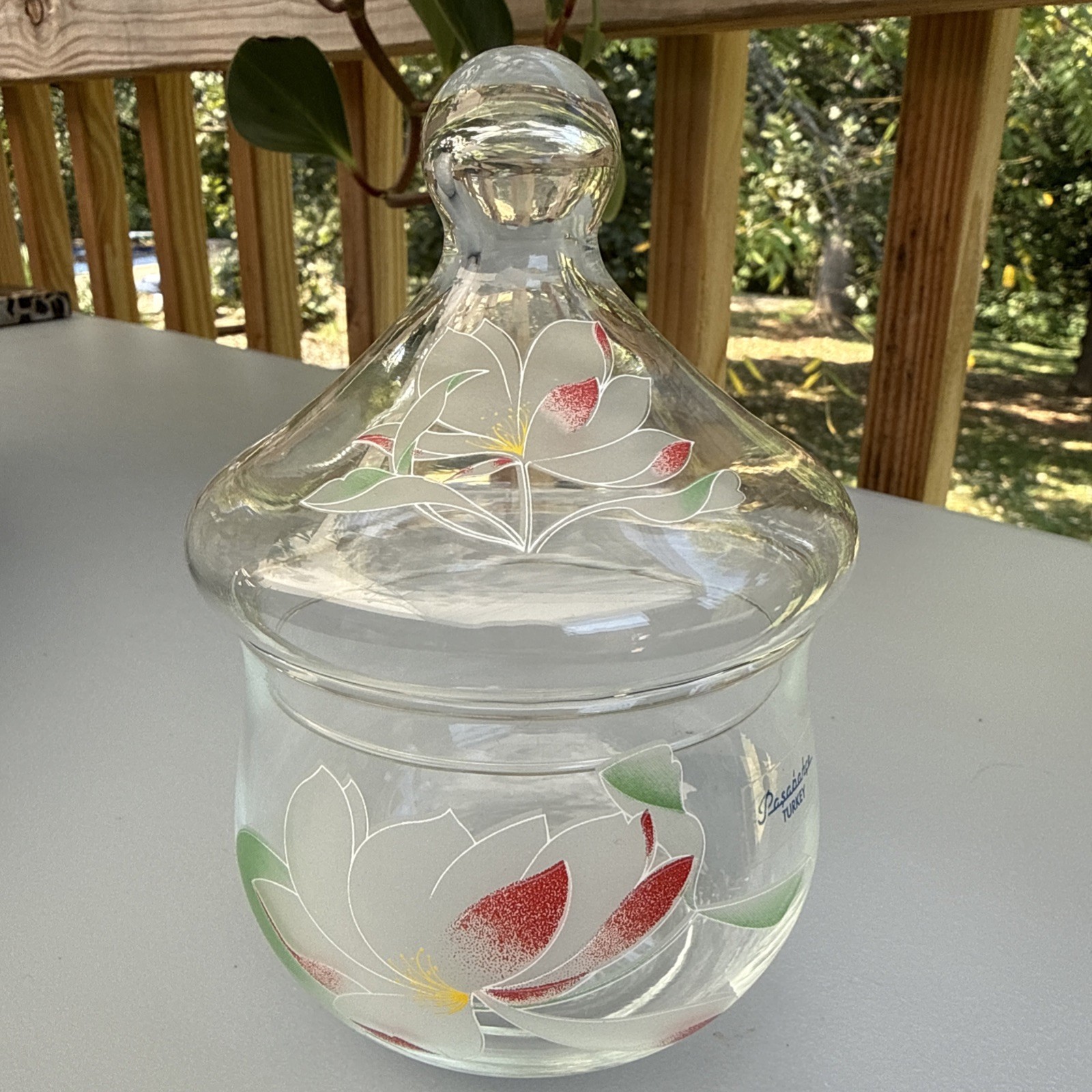 Vintage Clear Glass Vanity Jar Pasabahce Turkey Apothecary jar Vintage Clear Glass Vanity Jar Pasabahce Turkey Apothecary jar