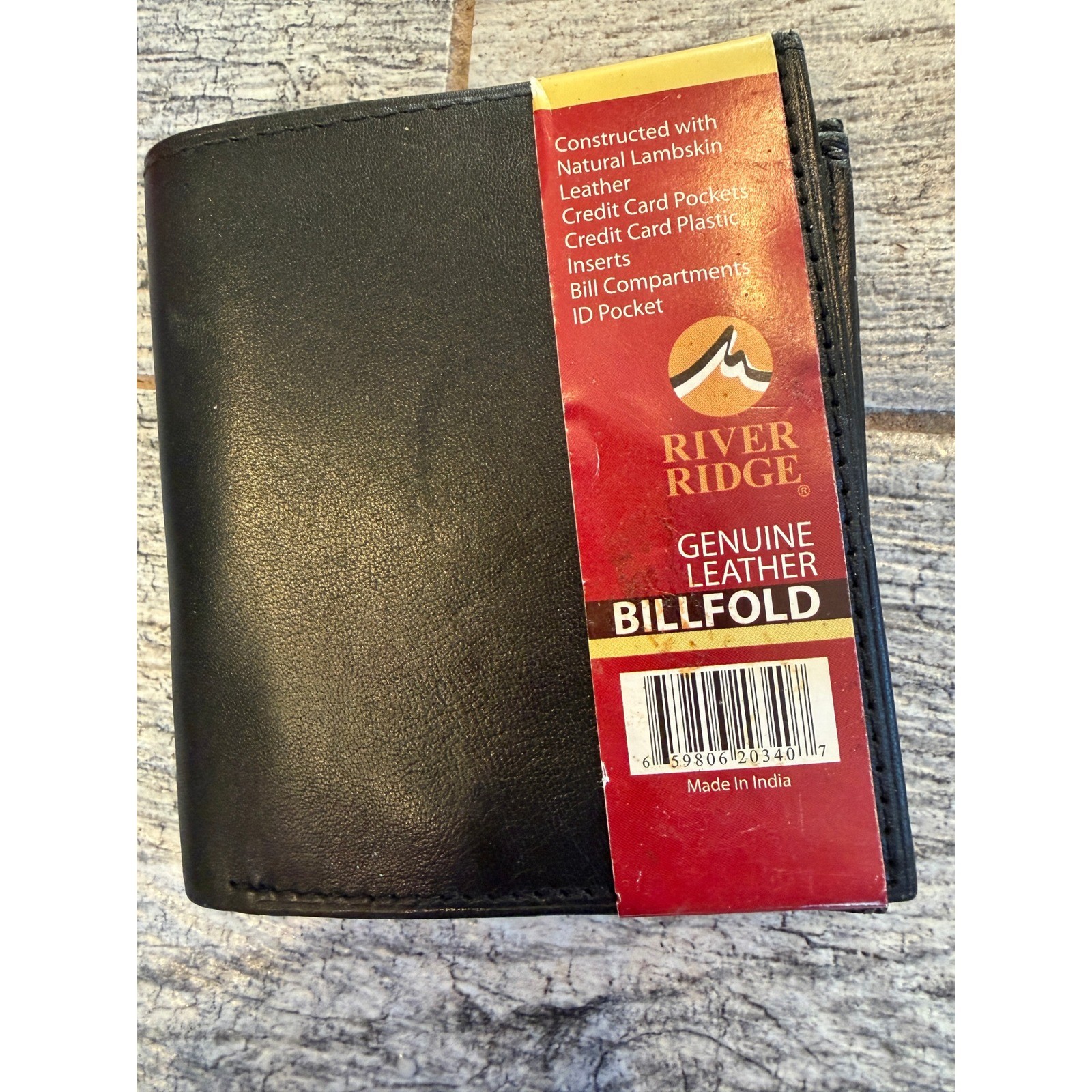 River Ridge Billfold Wallet Mens Black Lambskin Leather Bifold Gift Idea NWT