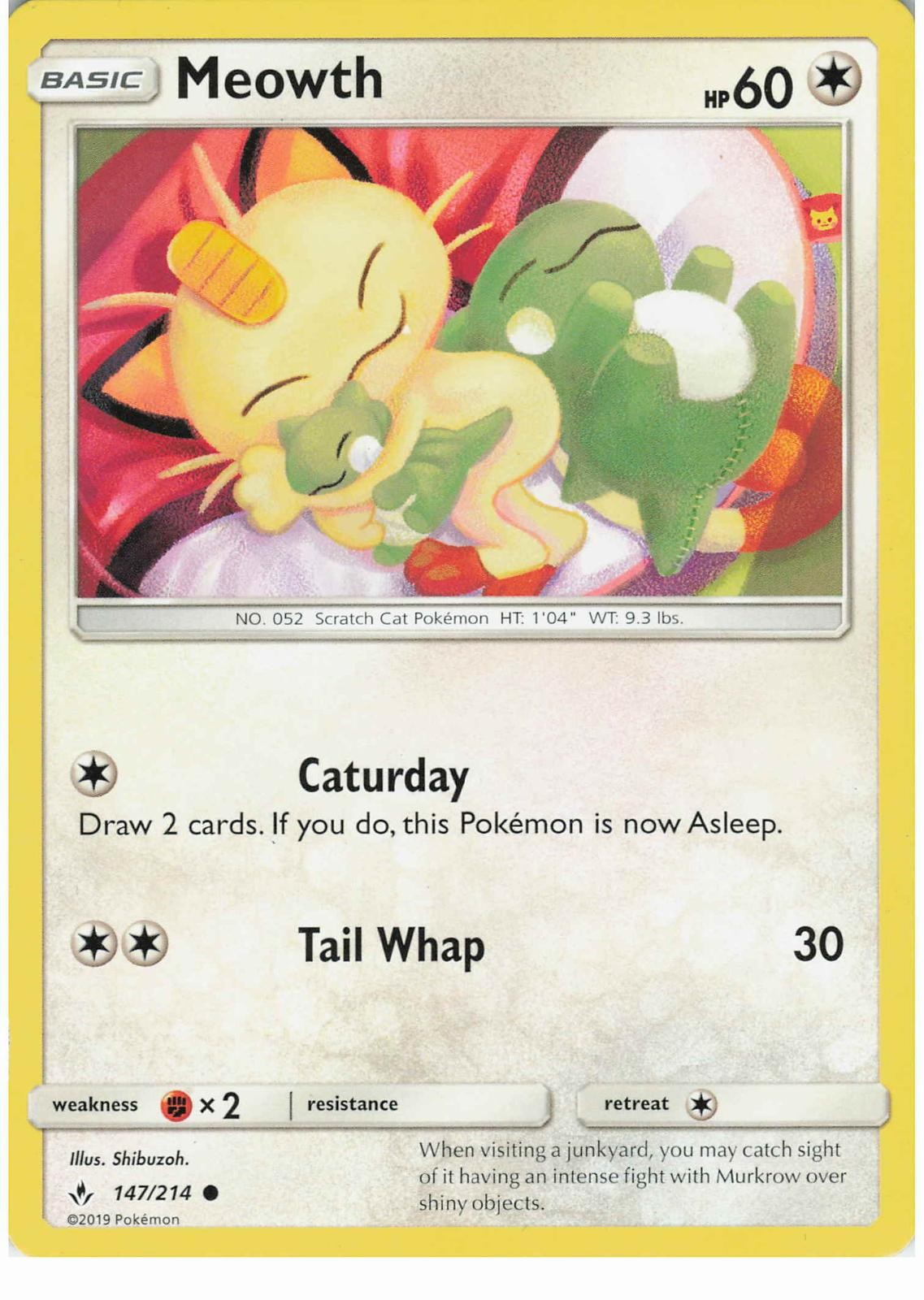 Meowth 147/214 Common Unbroken Bonds Pokemon LP