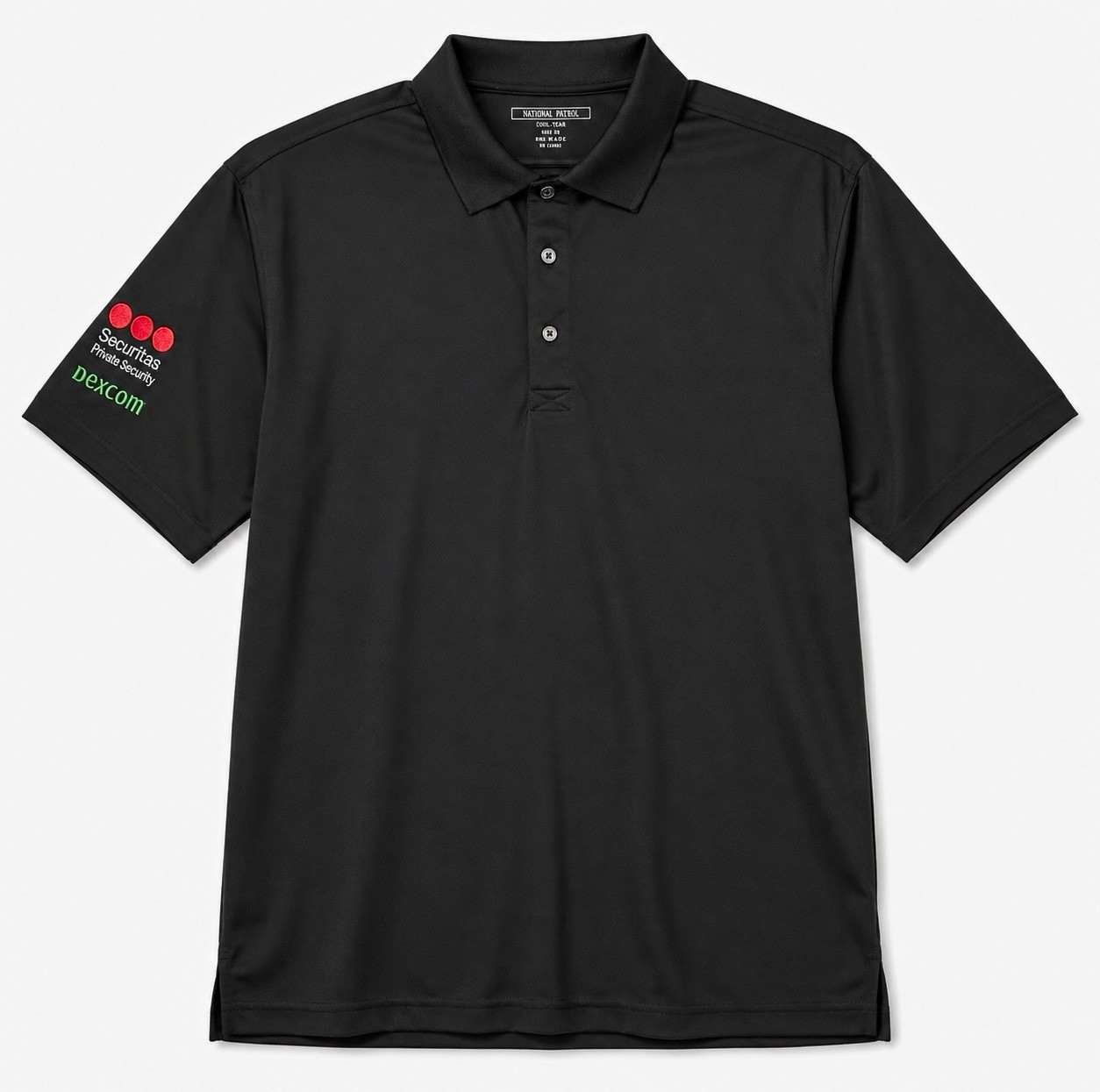 National Patrol Security Polo 2XL Black Securitas Logos
