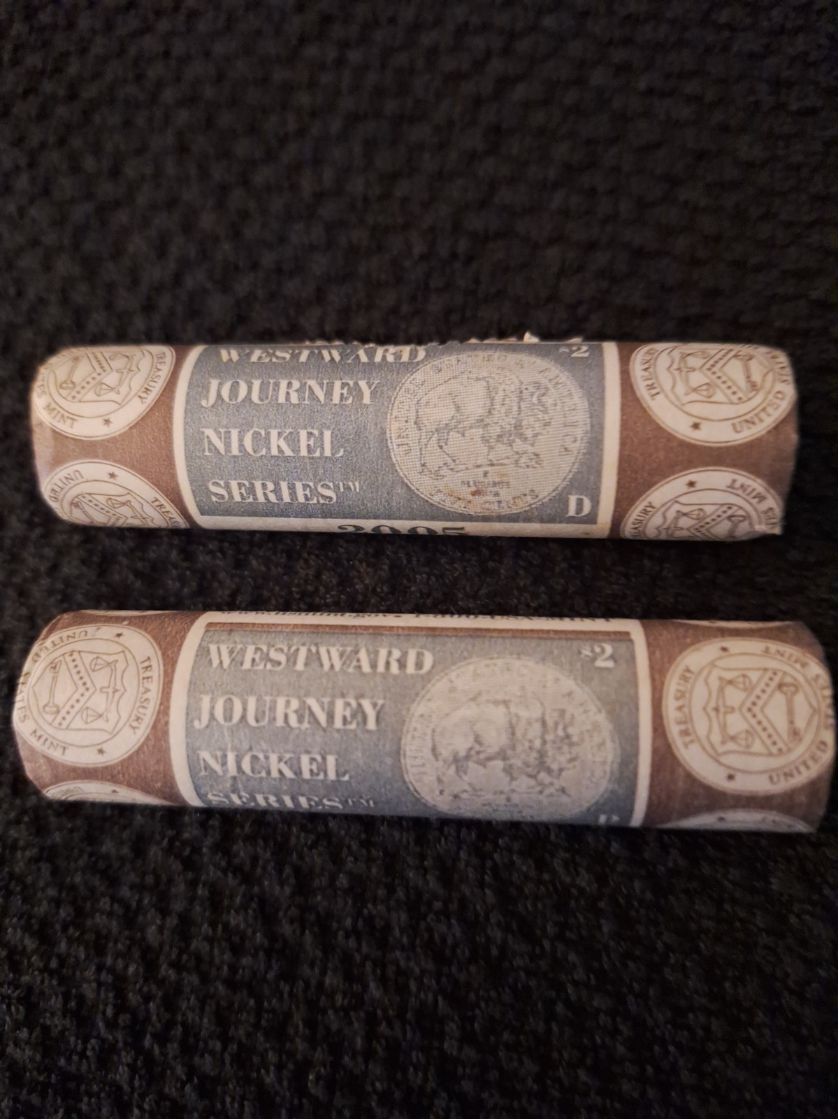 **  2 - ROLLS 2005 WESTWARD JOURNEY BISON NICKELS / BU UNC FV $2...NICE**