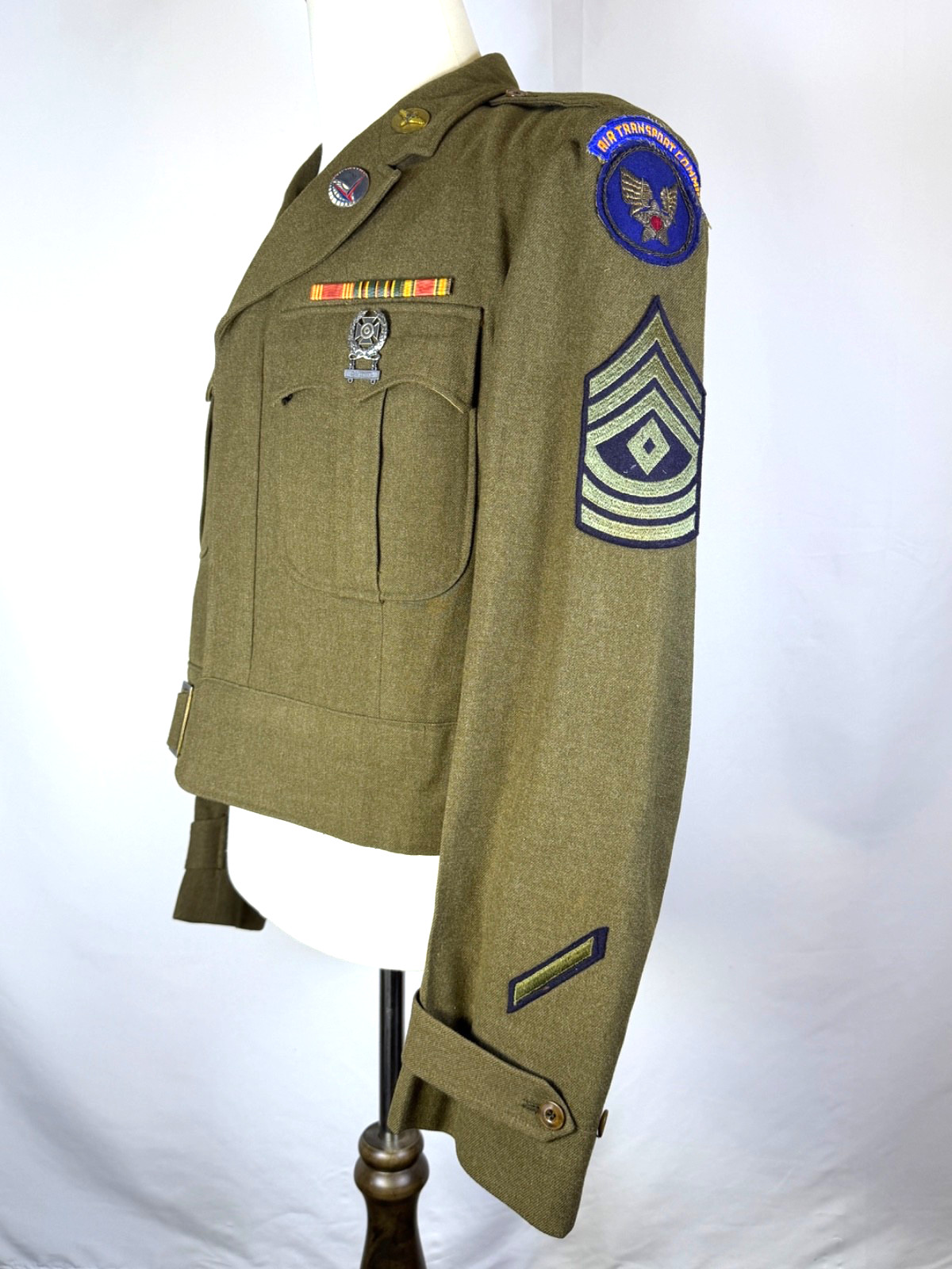 WWII USAAF AIR TRANSPORT COMMAND 1ST SGT SERVICE COAT CUT-DOWN IKE JACKET 40L