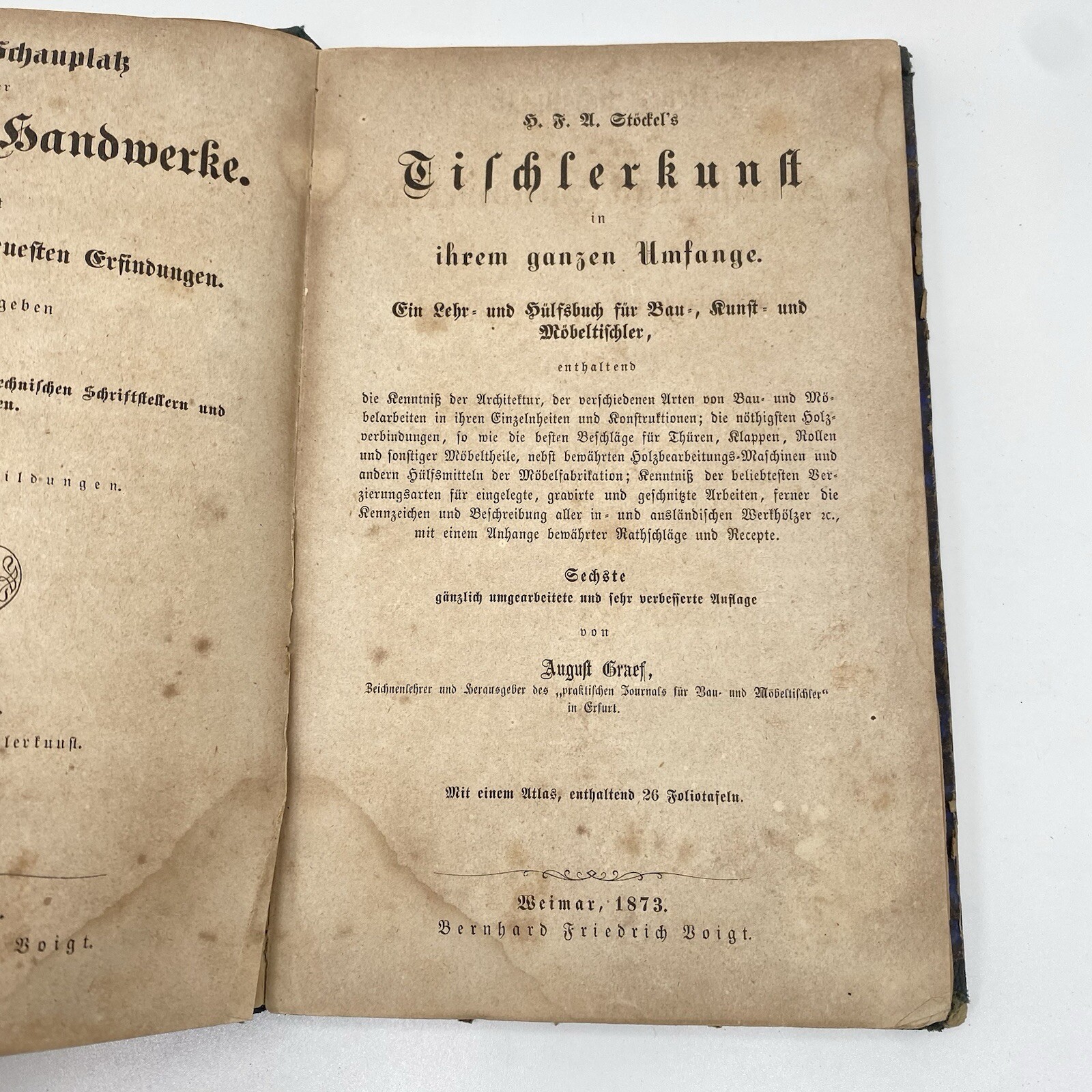 1873 Tiſchlerkunf in ihrem ganzen Umfange.