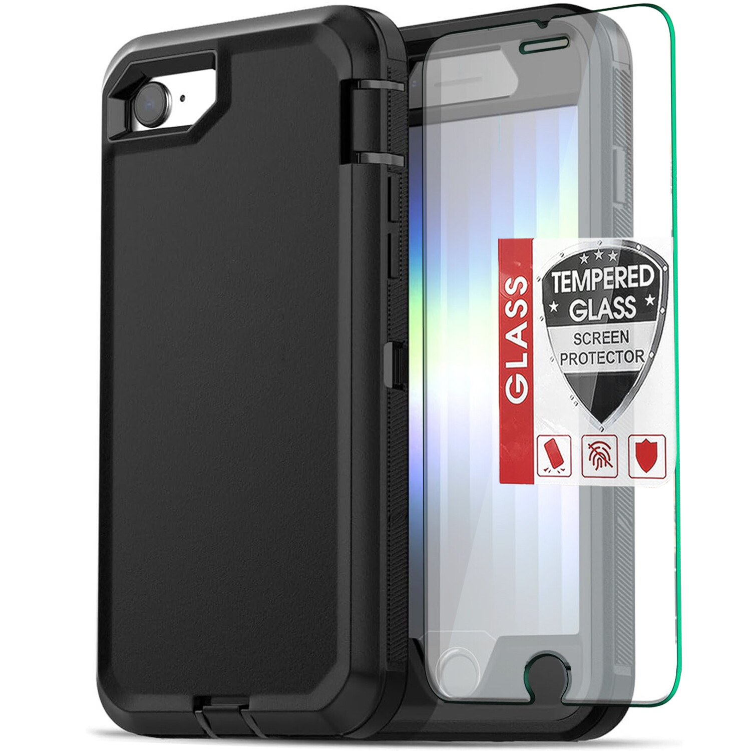 For iPhone SE Case /8/7 Plus/6S Phone Cover Shockproof Heavy Duty + Screen Glass