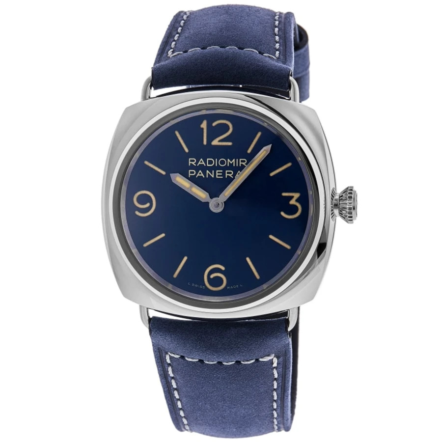 New Panerai Radiomir Officine 45mm Blue Dial Leather Strap Men\'s Watch PAM01383