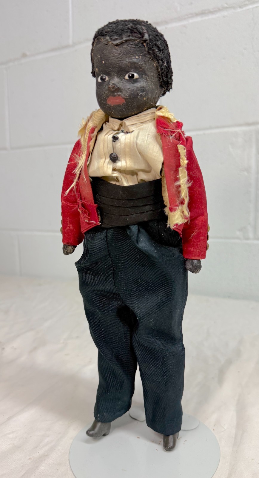 Rare Antique early 1800s handmade African American boy doll sculpture figure