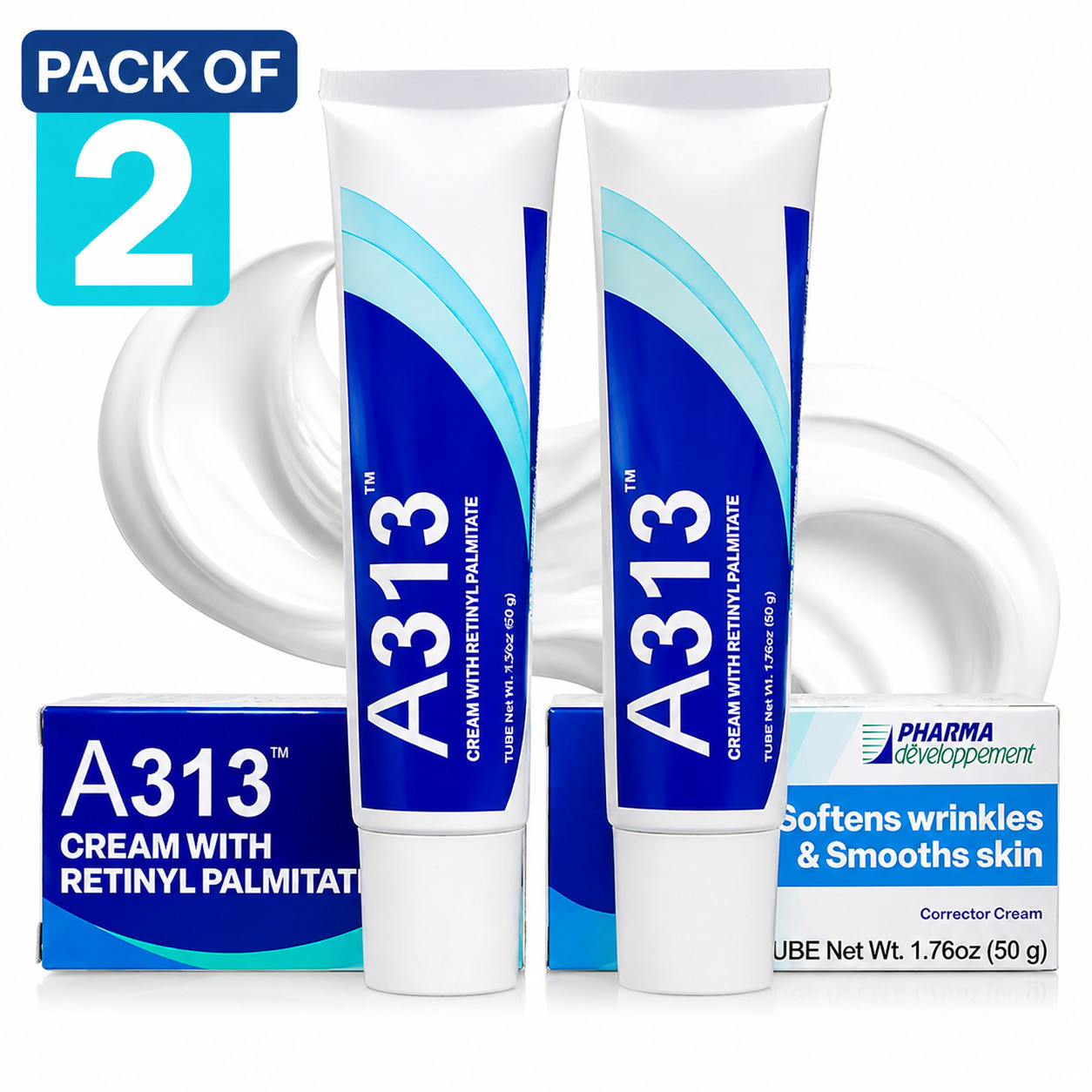 A313 Vitamin A Pommade (Pack of 2) – French Dermatological Night Treatment, 50g 