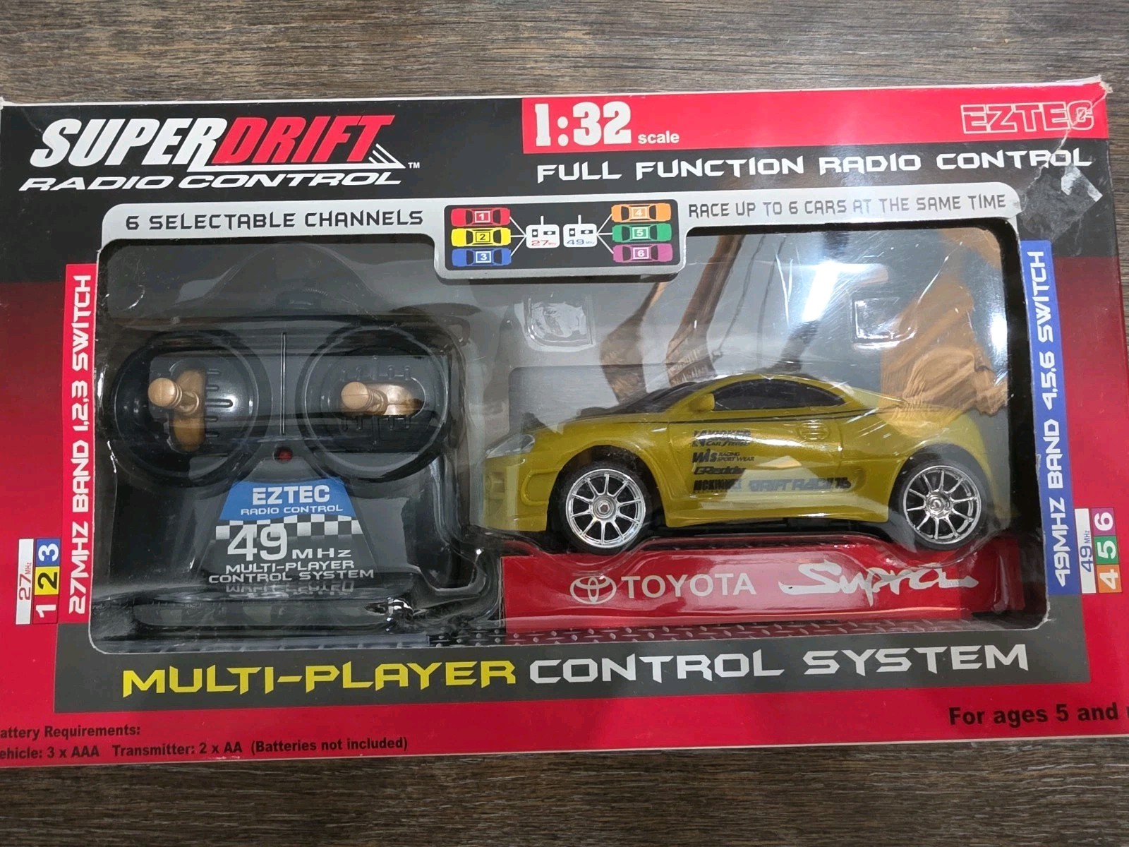 Vintage Super Drift Radio Control RC Car Toyota Supra EZTEC Multi-Player 1:32 Vintage Super Drift Radio Control RC Car Toyota Supra EZTEC Multi-Player 1:32