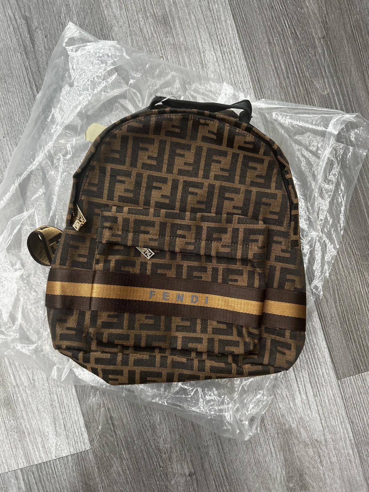 Fendi Zucca Monogram Canvas Backpack with Logo Webbing Fendi Zucca Monogram Canvas Backpack with Logo Webbing