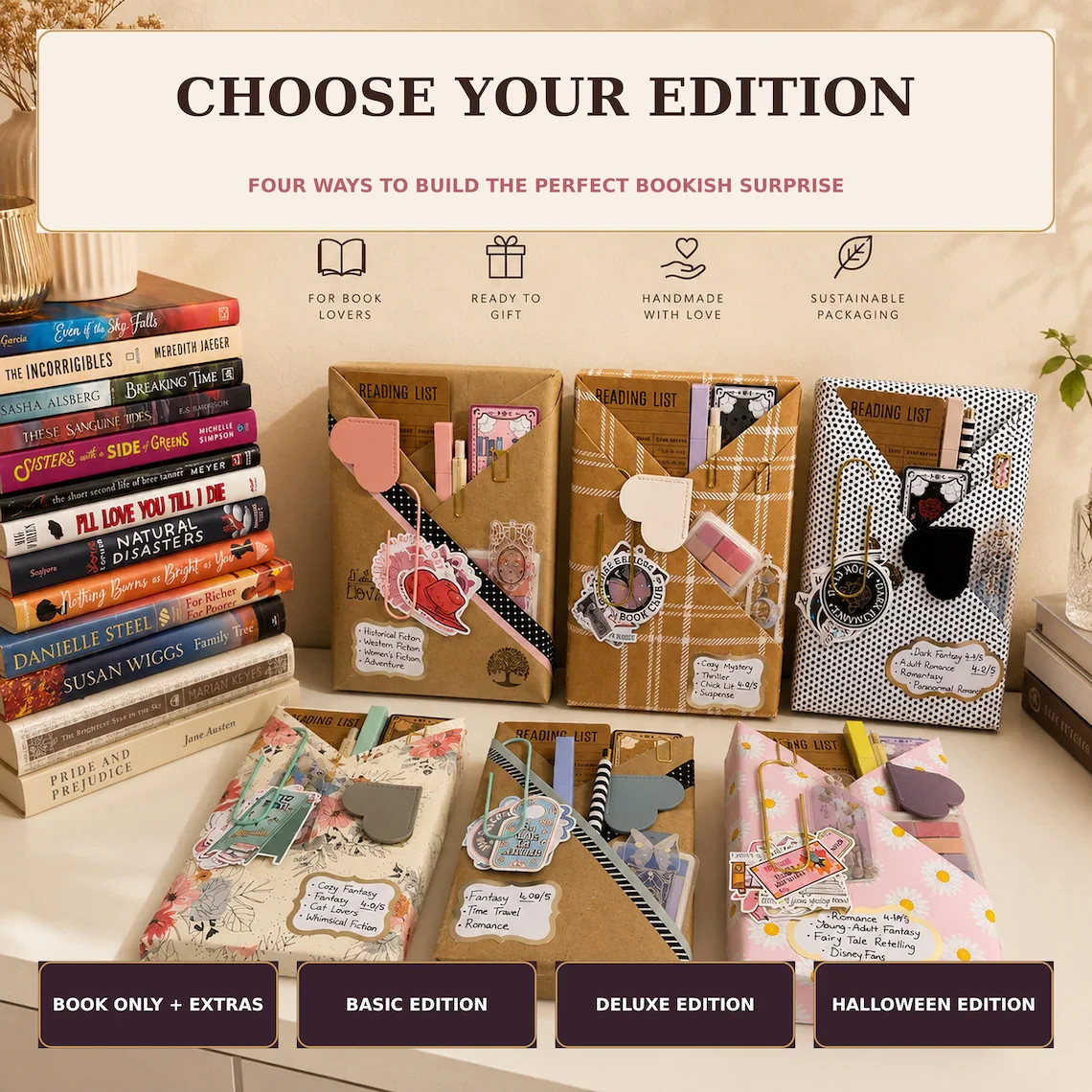 Blind Date with a Book Box | Brand New Mystery Book & Gift Kit | Pick Genre