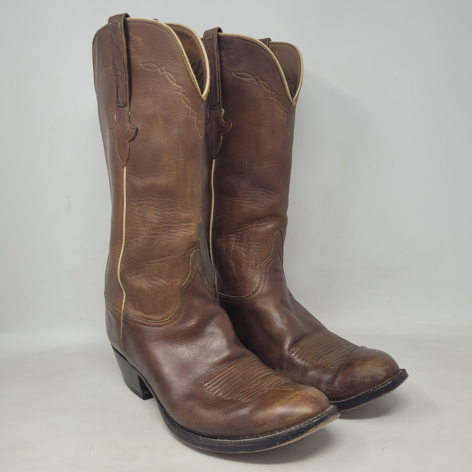 VTG Lucchese Boots 10EE Brown Leather Western Cowboy Ranch Handmade USA Rodeo VTG Lucchese Boots 10EE Brown Leather Western Cowboy Ranch Handmade USA Rodeo