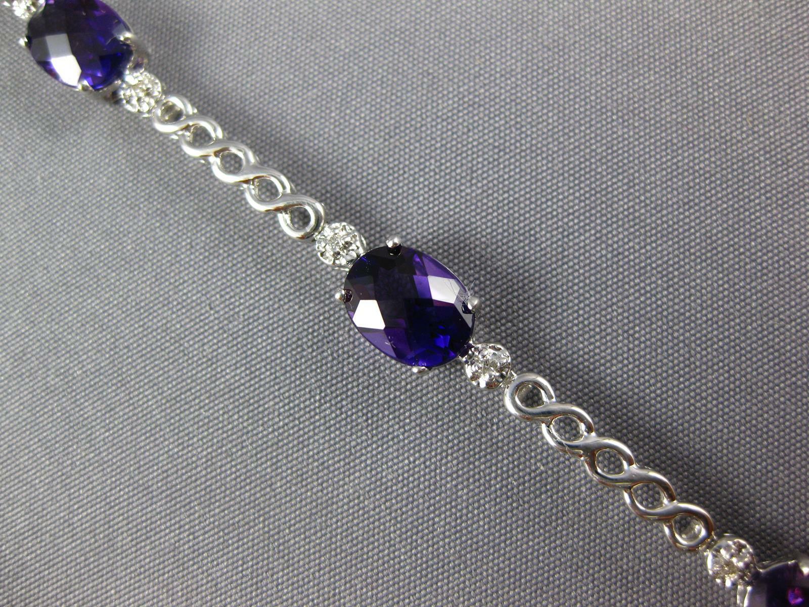 7.04CT DIAMOND & AAA AMETHYST 14KT WHITE GOLD 3D OVAL & ROUND TENNIS BRACELET