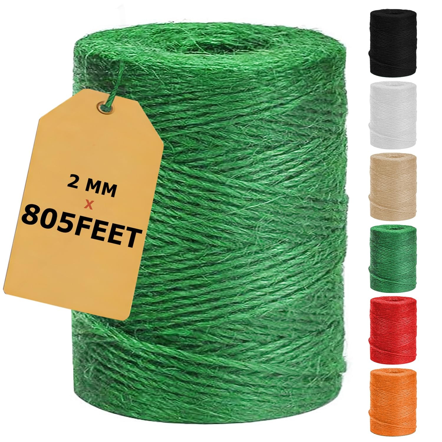 805ft Strong Natural Garden Twine String, Green | For Gardening Climbing Plants