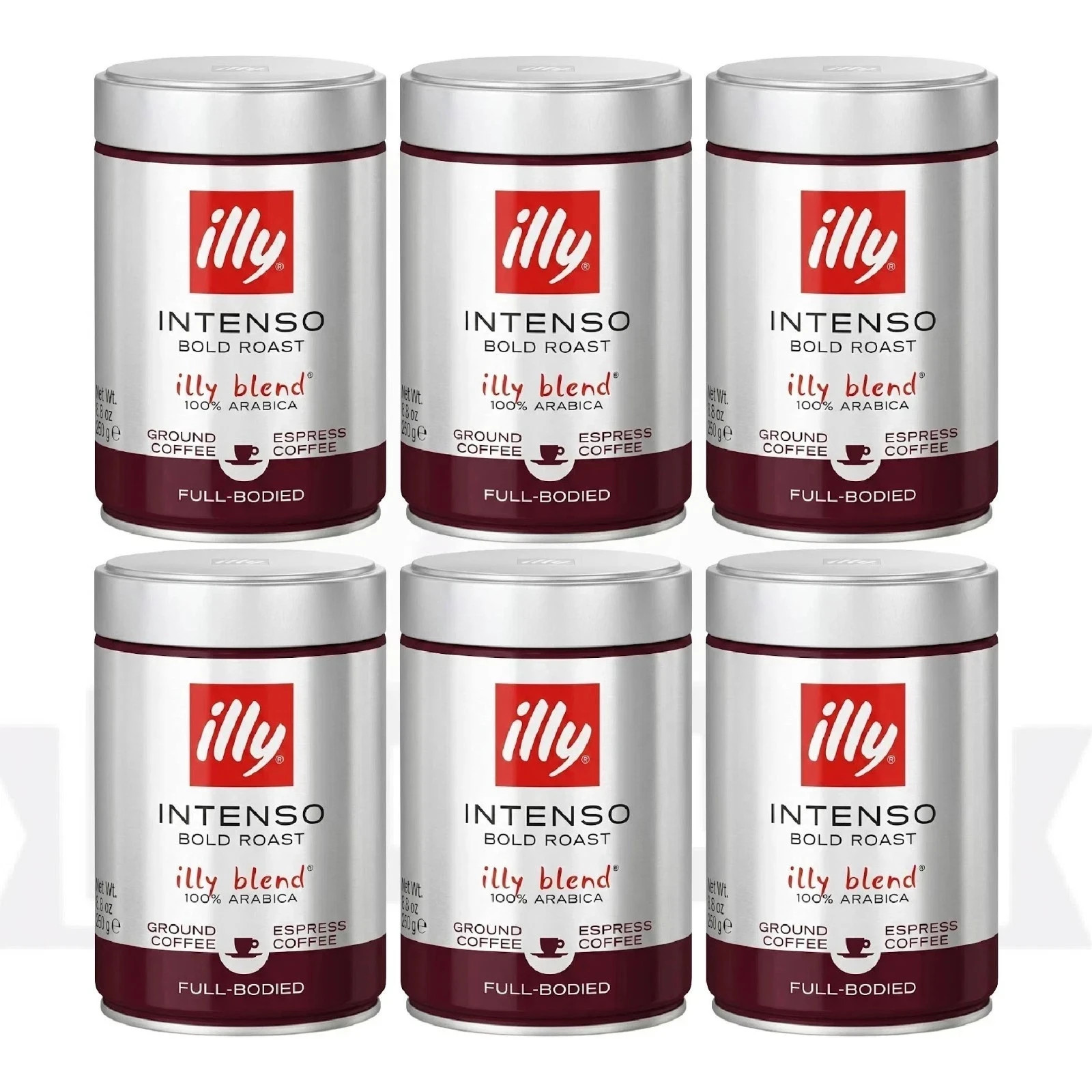 6 X Illy Ground Espre$$o Coffee Intenso Dark Roast Italian Blend 250g -(10/2027)