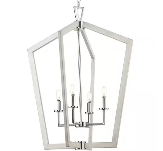 Progress Lighting Galloway 4-Light 30 in. Brushed Nickel Modern Farmhouse Foyer Progress Lighting Galloway 4-Light 30 in. Brushed Nickel Modern Farmhouse Foyer