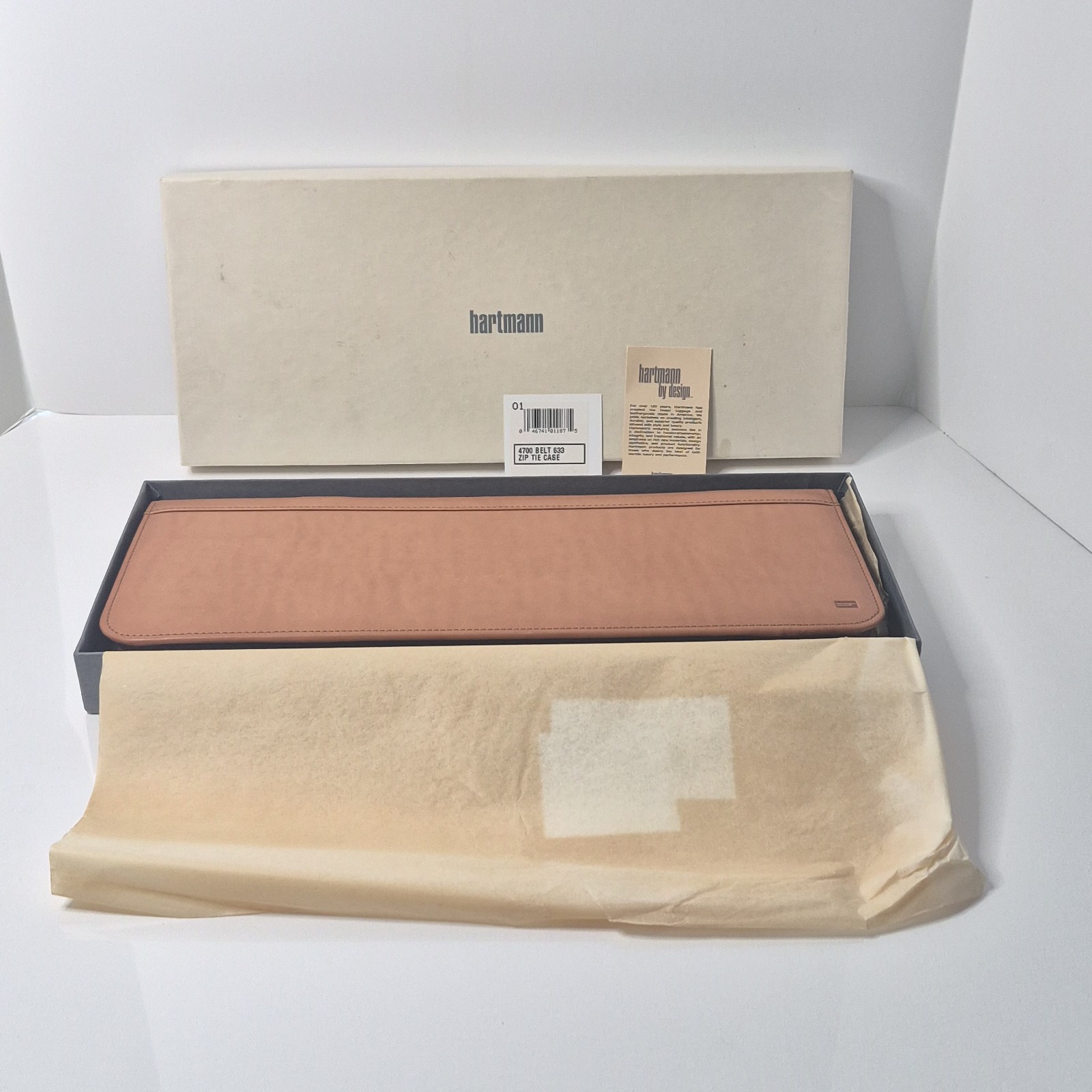 Hartmann 4700 Belting Leather Zip Tie Case Tan NIB Travel Accessory Hartmann 4700 Belting Leather Zip Tie Case Tan NIB Travel Accessory