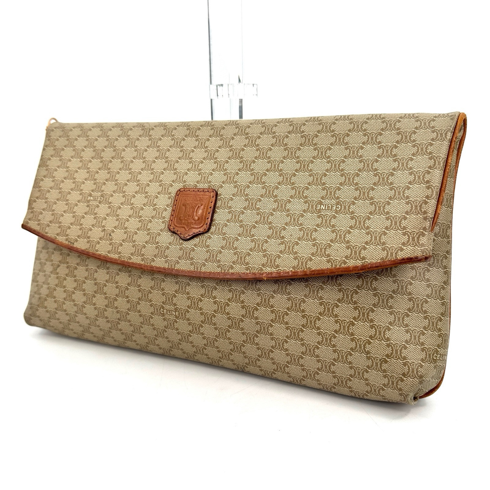 DDP Auth CELINE Vintage Macadam Triomphe Clutch Bag Old Celine Archival 90s