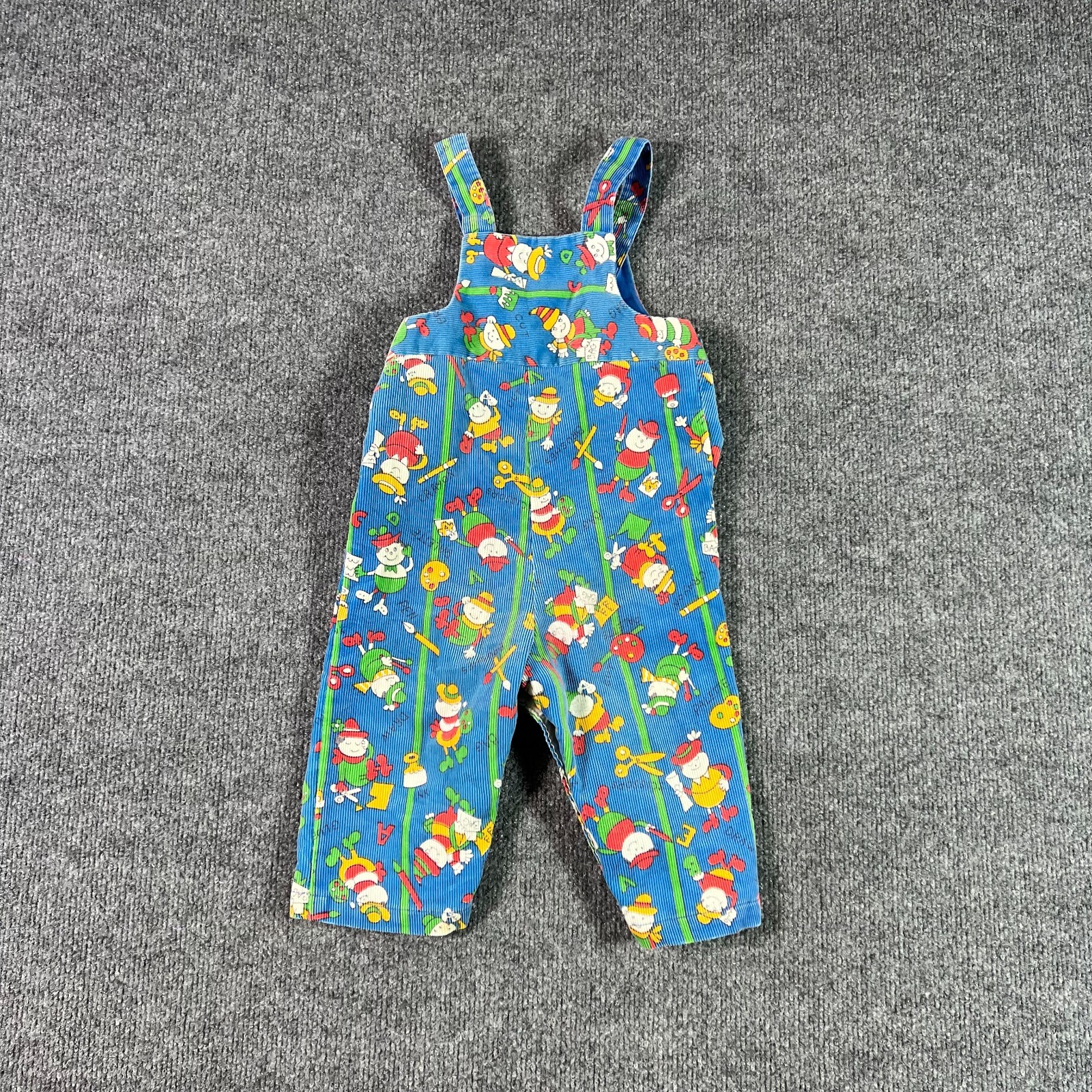 VTG 70s Health-Tex Overalls Toddler 18M Blue Corduroy Novelty School Print USA VTG 70s Health-Tex Overalls Toddler 18M Blue Corduroy Novelty School Print USA