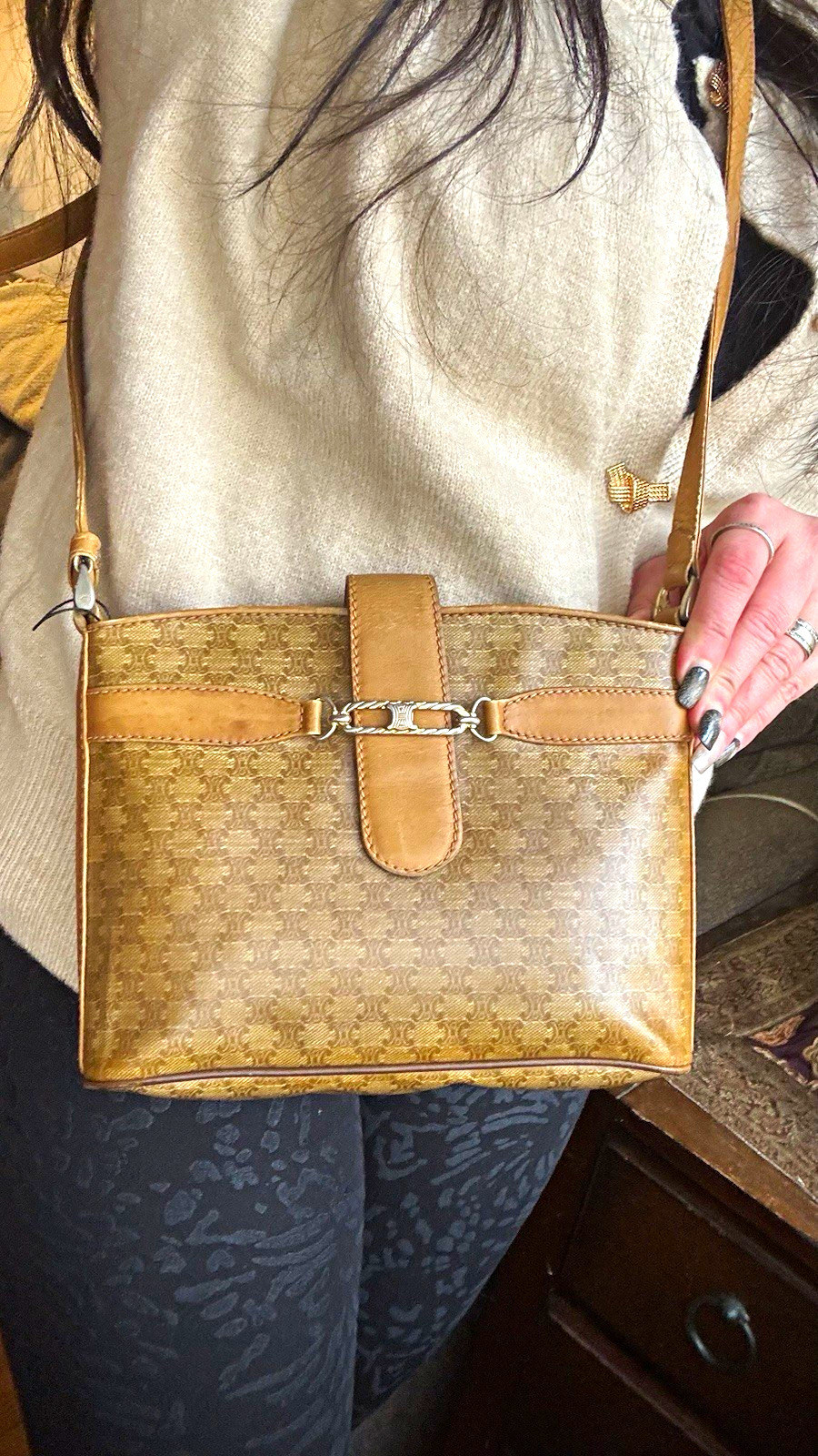 Authentic CELINE Brown macadam coated leather 3 compartments crossbody -RARE Authentic CELINE Brown macadam coated leather 3 compartments crossbody -RARE