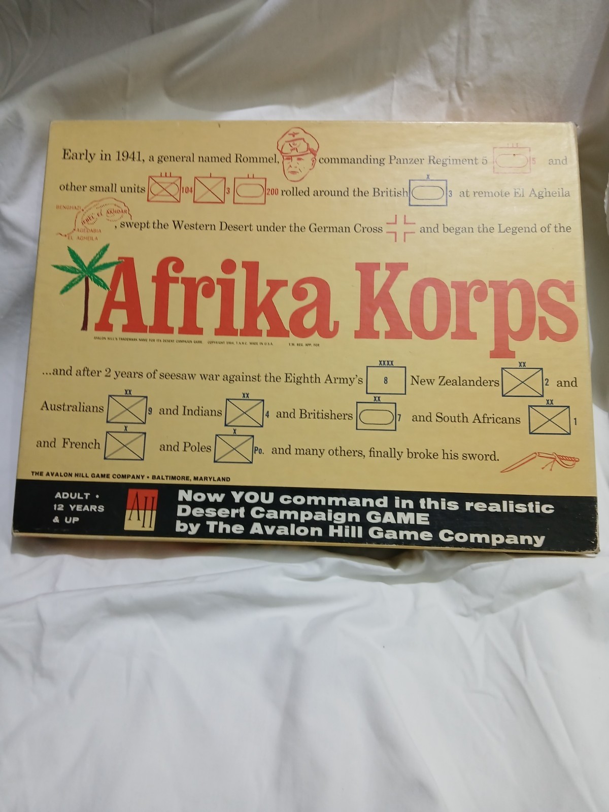 Avalon Hill Afrika Korps WWII Desert Board Game - Complete and Very Good Avalon Hill Afrika Korps WWII Desert Board Game - Complete and Very Good