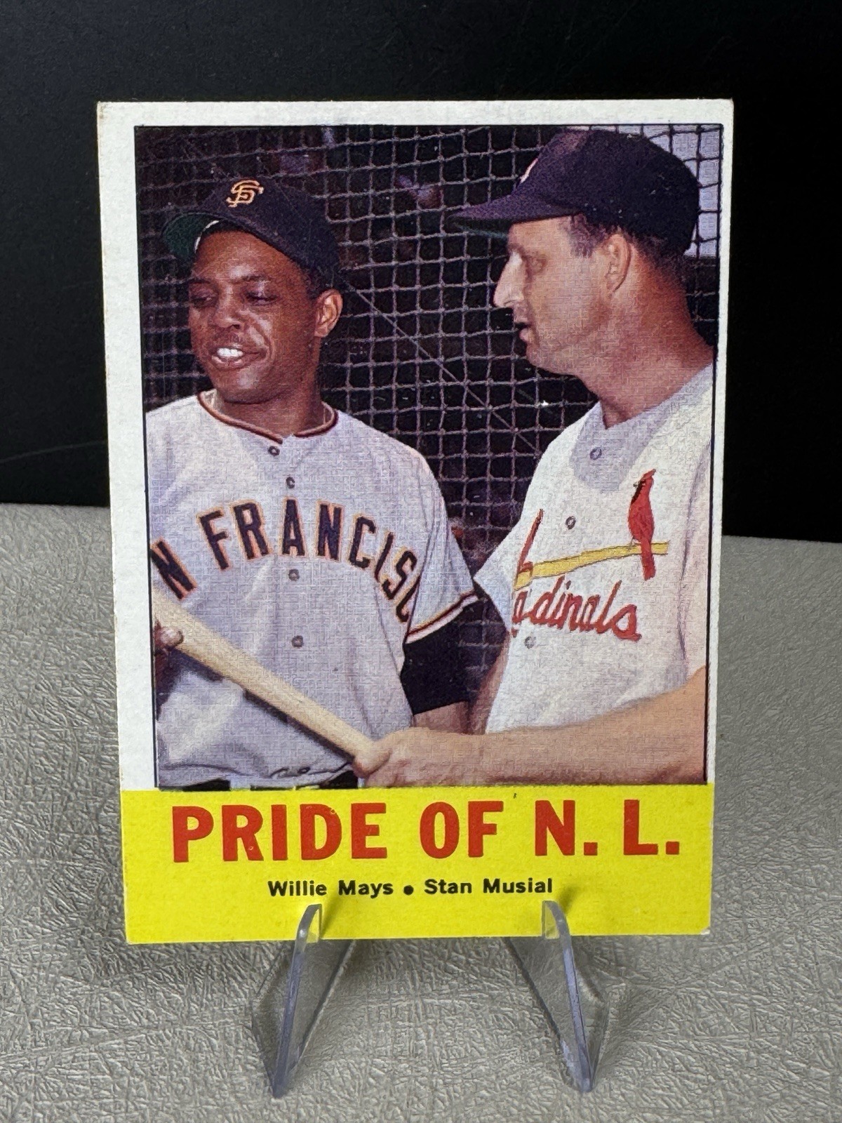 1963 Topps Baseball Stan Musial & Willie Mays #138 Pride Of The NL / SHARP CARD