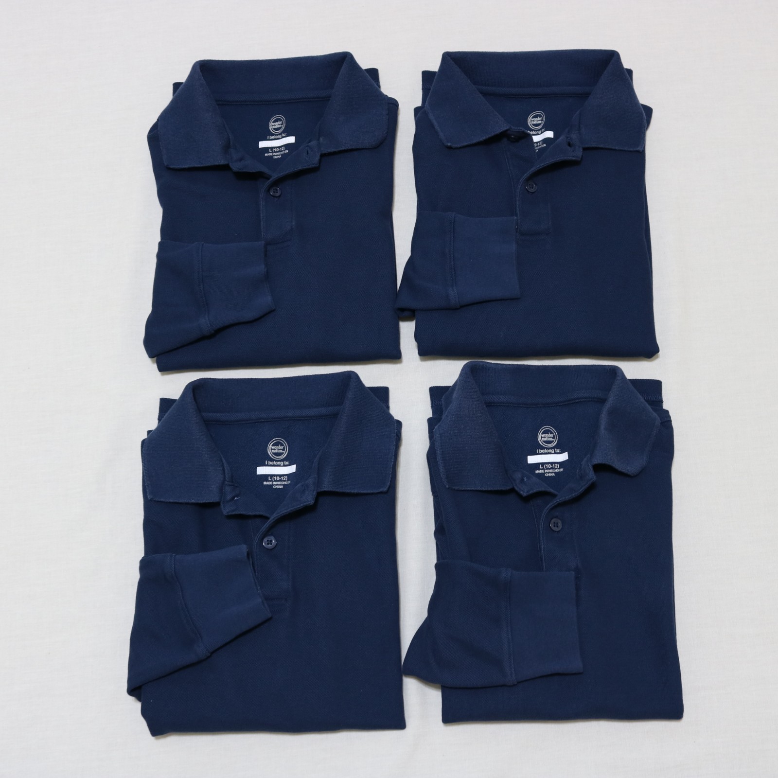 4 Wonder Nation Boys School Uniform long sleeeve shirt size L (10/12) Pre-Owned