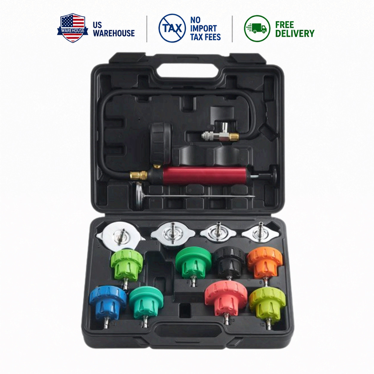 VEVOR 14Pc Radiator Coolant Pressure Tester Kit Leak Detector Auto Cooling Tool