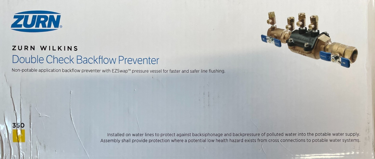 ZURN WILKINS 350 1” Double Check Backflow Preventer ZURN WILKINS 350 1” Double Check Backflow Preventer