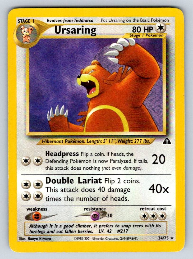 Unlimited Ursaring (34) 34/75 Neo Discovery LP Unlimited Ursaring (34) 34/75 Neo Discovery LP