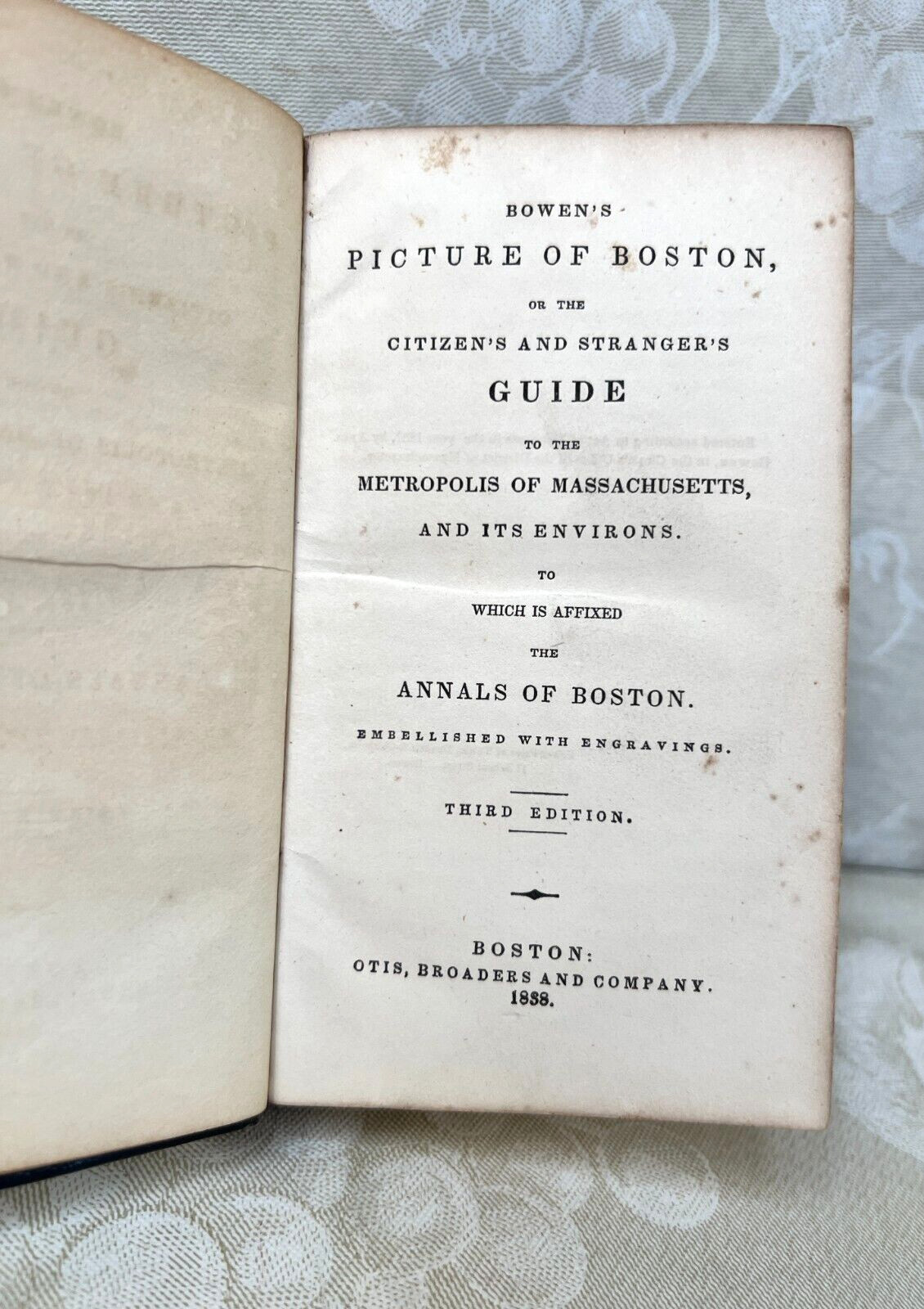 Bowen's Picture of Boston Book w/ two Folding Maps 1838, 3rd Edition